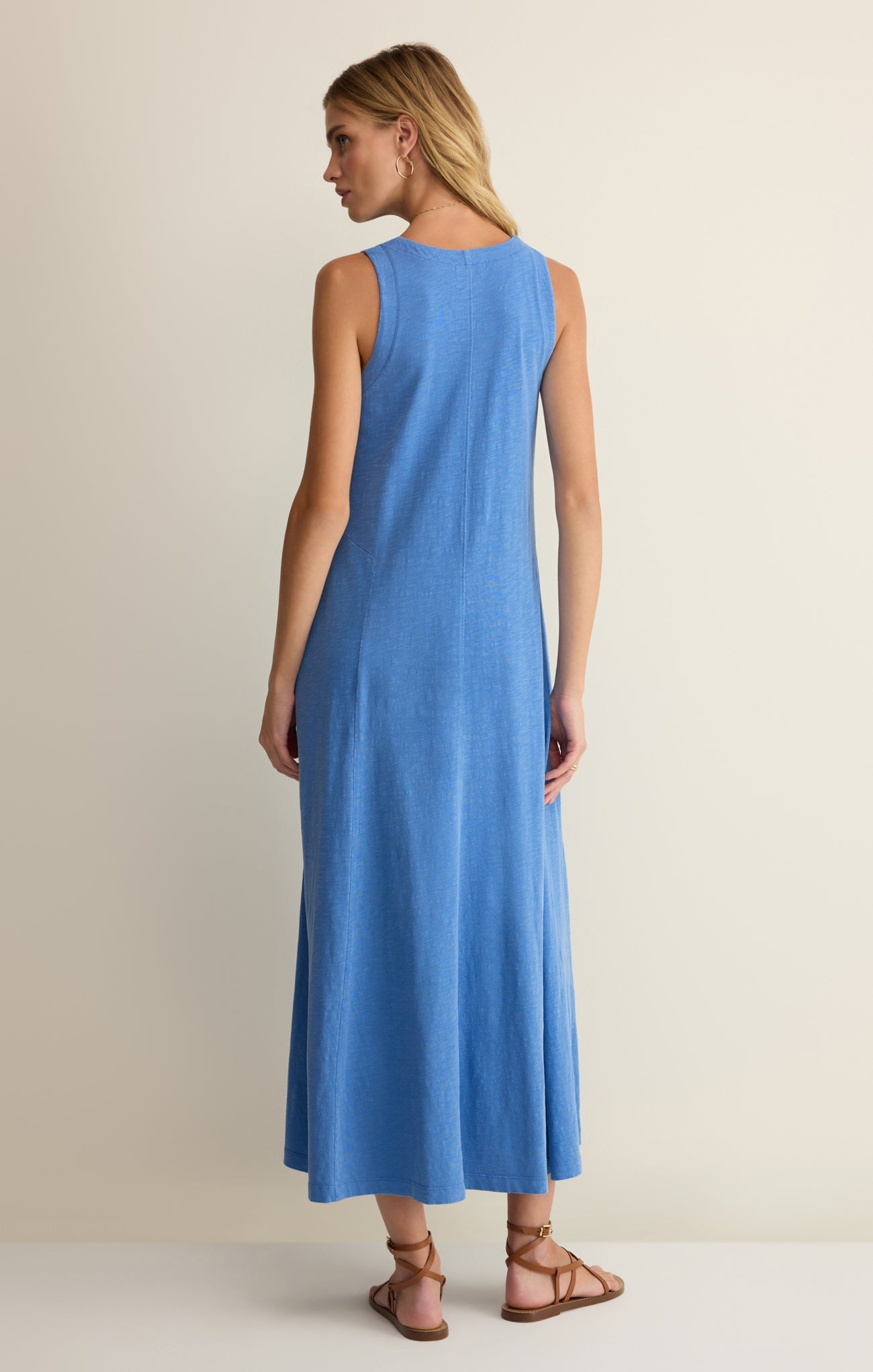 Z Supply Waters Edge Midi Dress in Marina - back view
