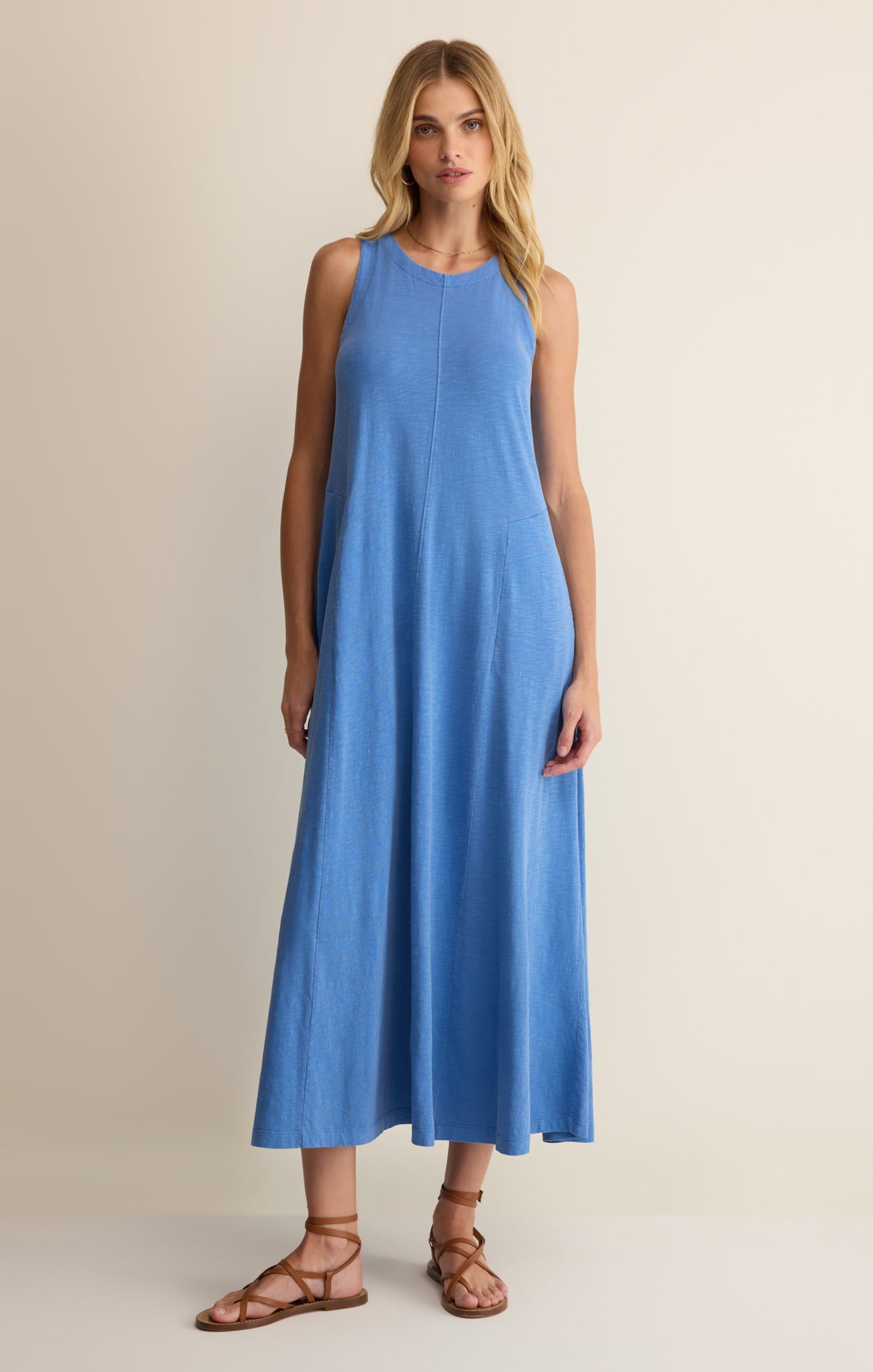 Z Supply Waters Edge Midi Dress in Marina - front view