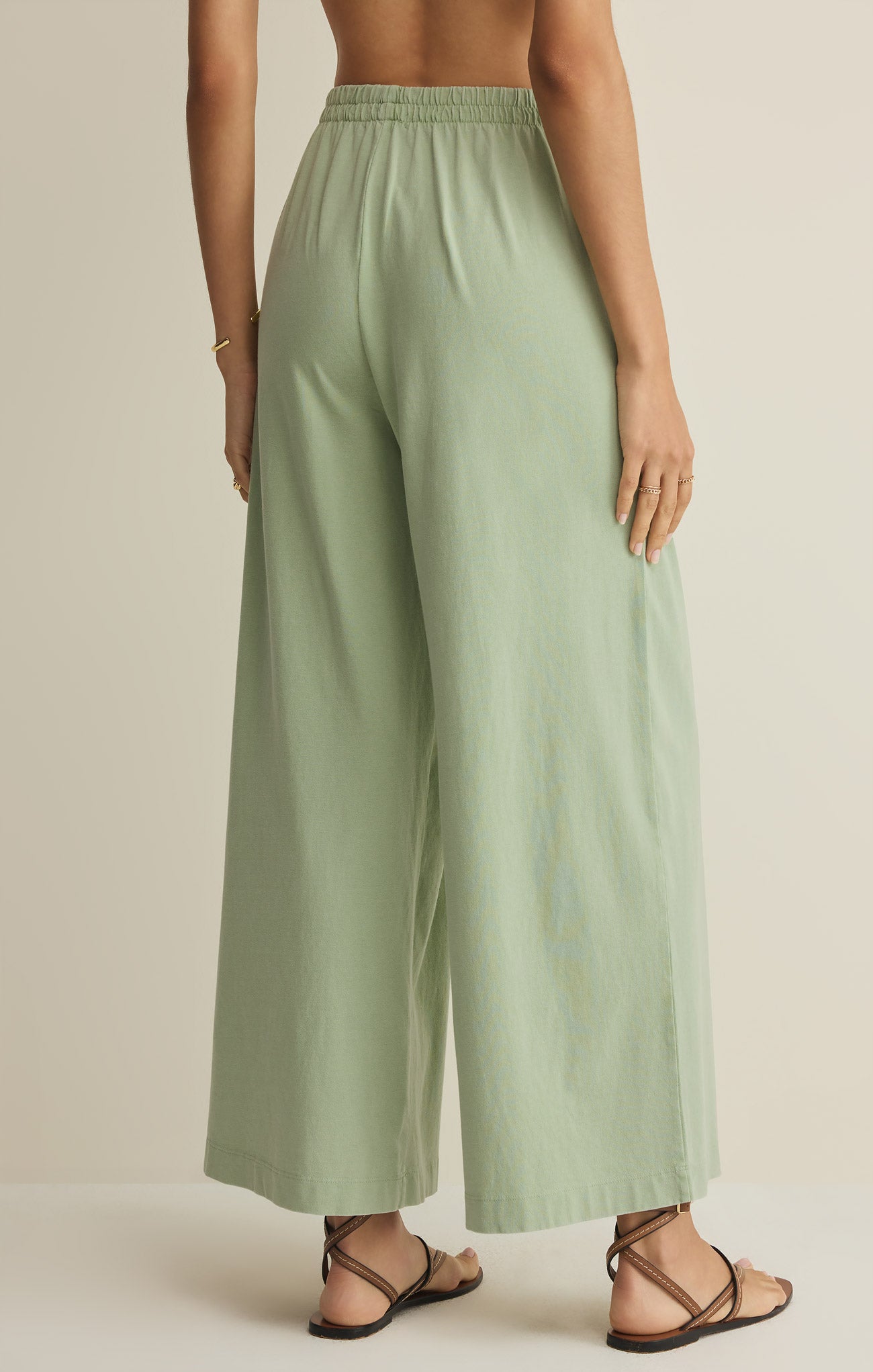 Z Supply Scout Crop Flare Pant in Crystal Green - back view