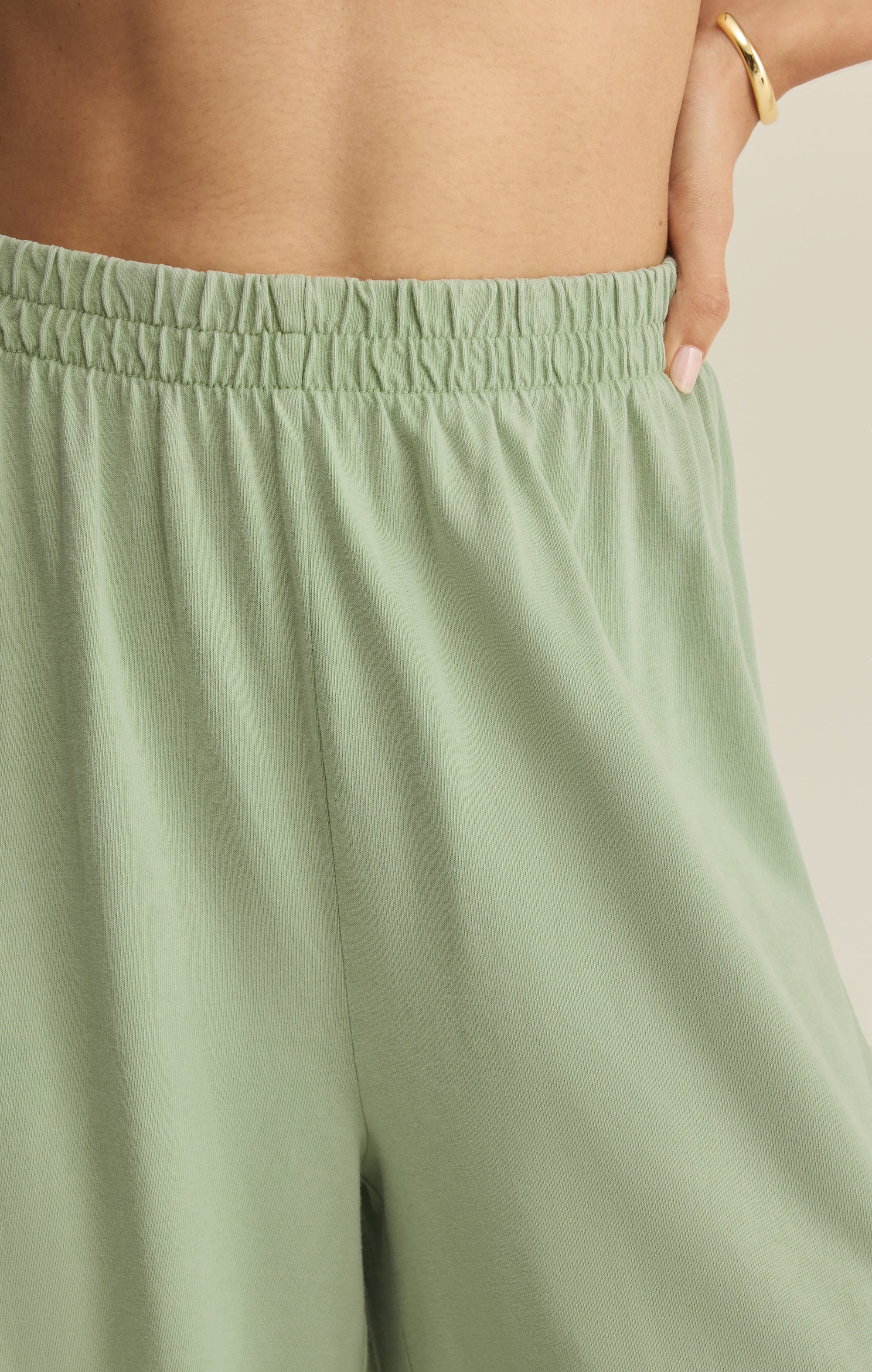 Z Supply Scout Crop Flare Pant in Crystal Green - detail view