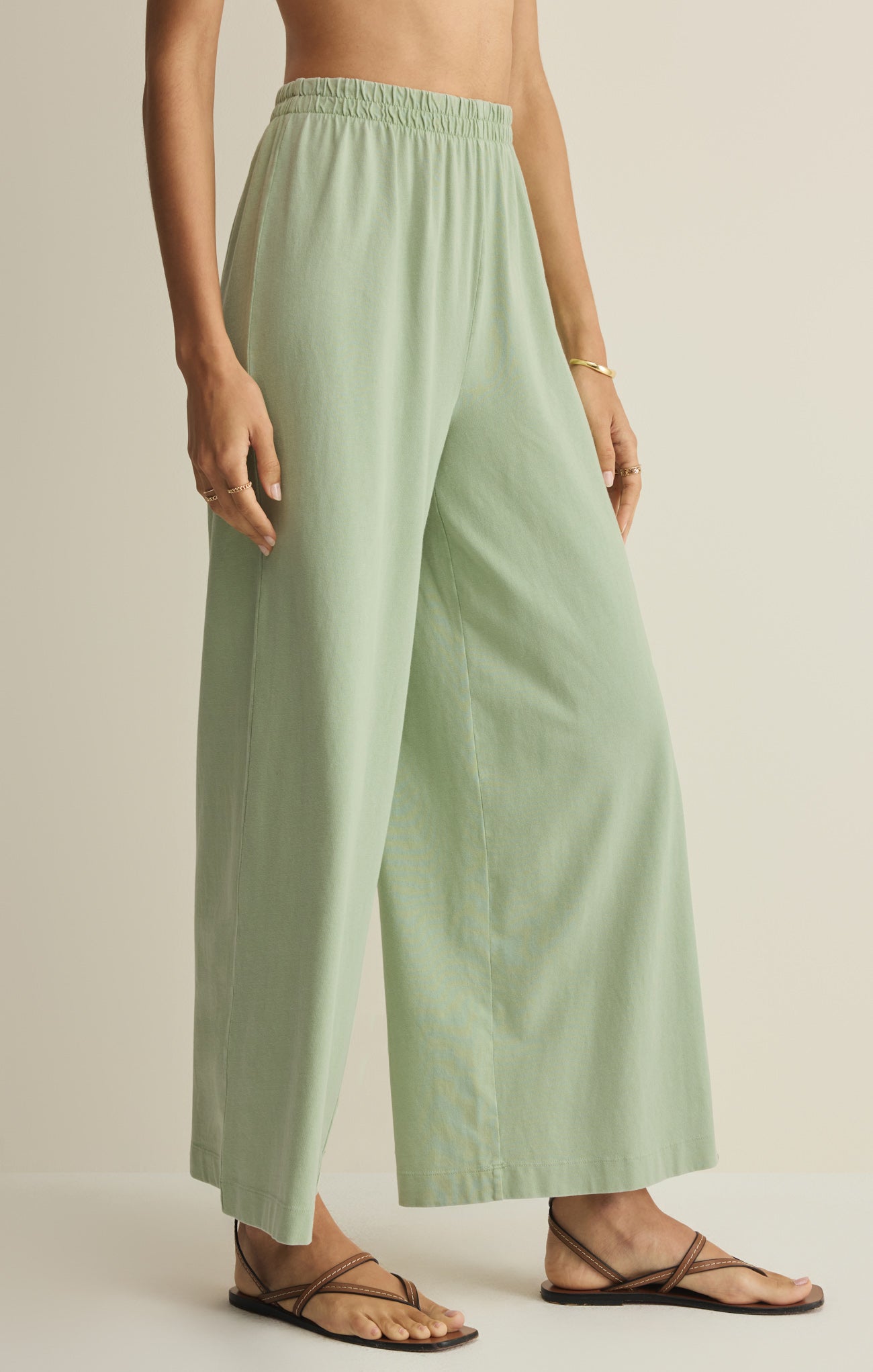 Z Supply Scout Crop Flare Pant in Crystal Green - side view