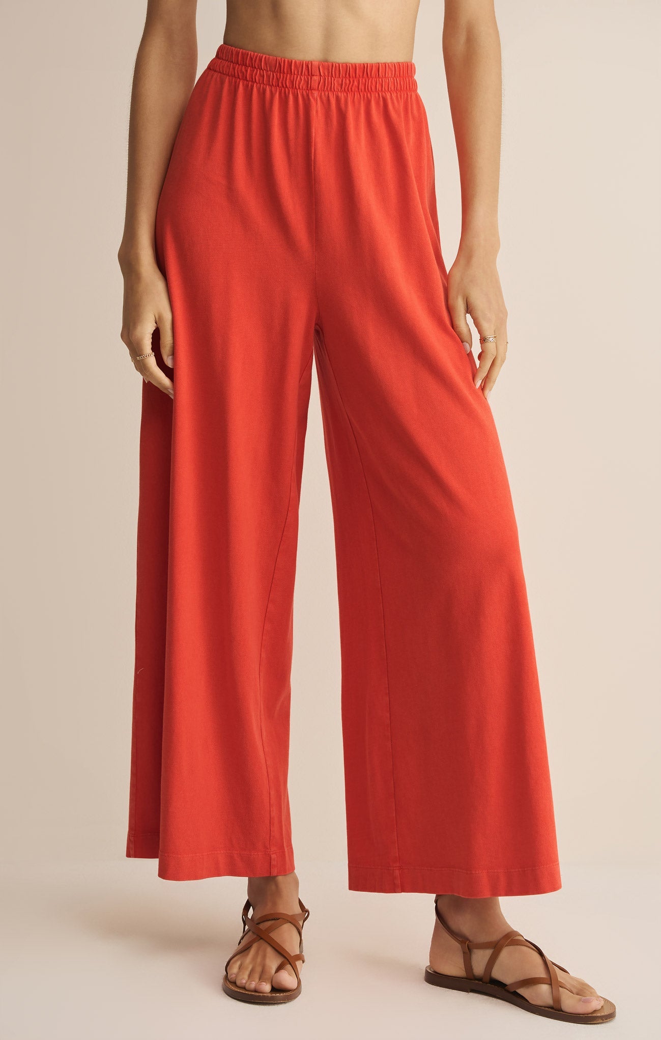 Z Supply Scout Crop Flare Pant in Lychee - front view