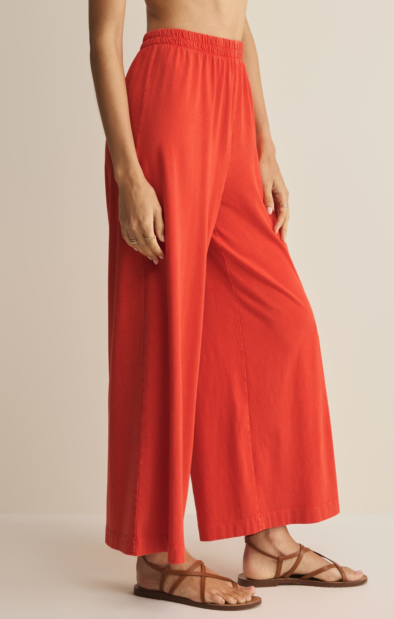Z Supply Scout Crop Flare Pant in Lychee - side view