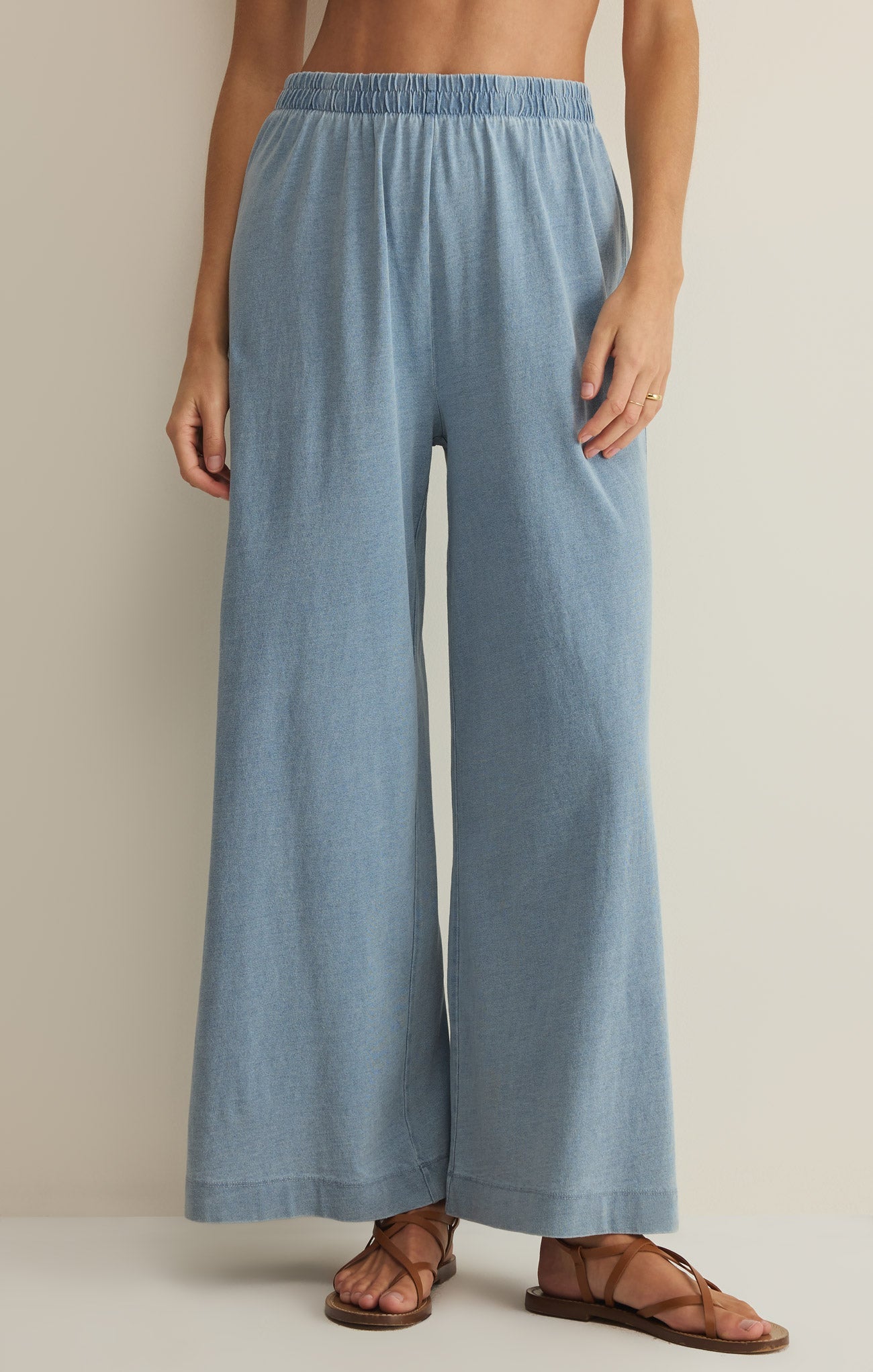 Z Supply Scout Jersey Denim Pant in Ocean Air Indigo - front view