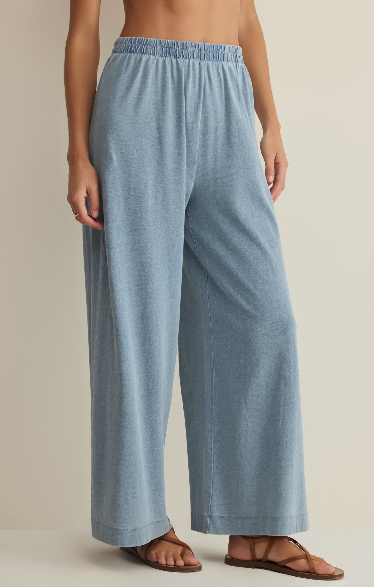 Z Supply Scout Jersey Denim Pant in Ocean Air Indigo - side view