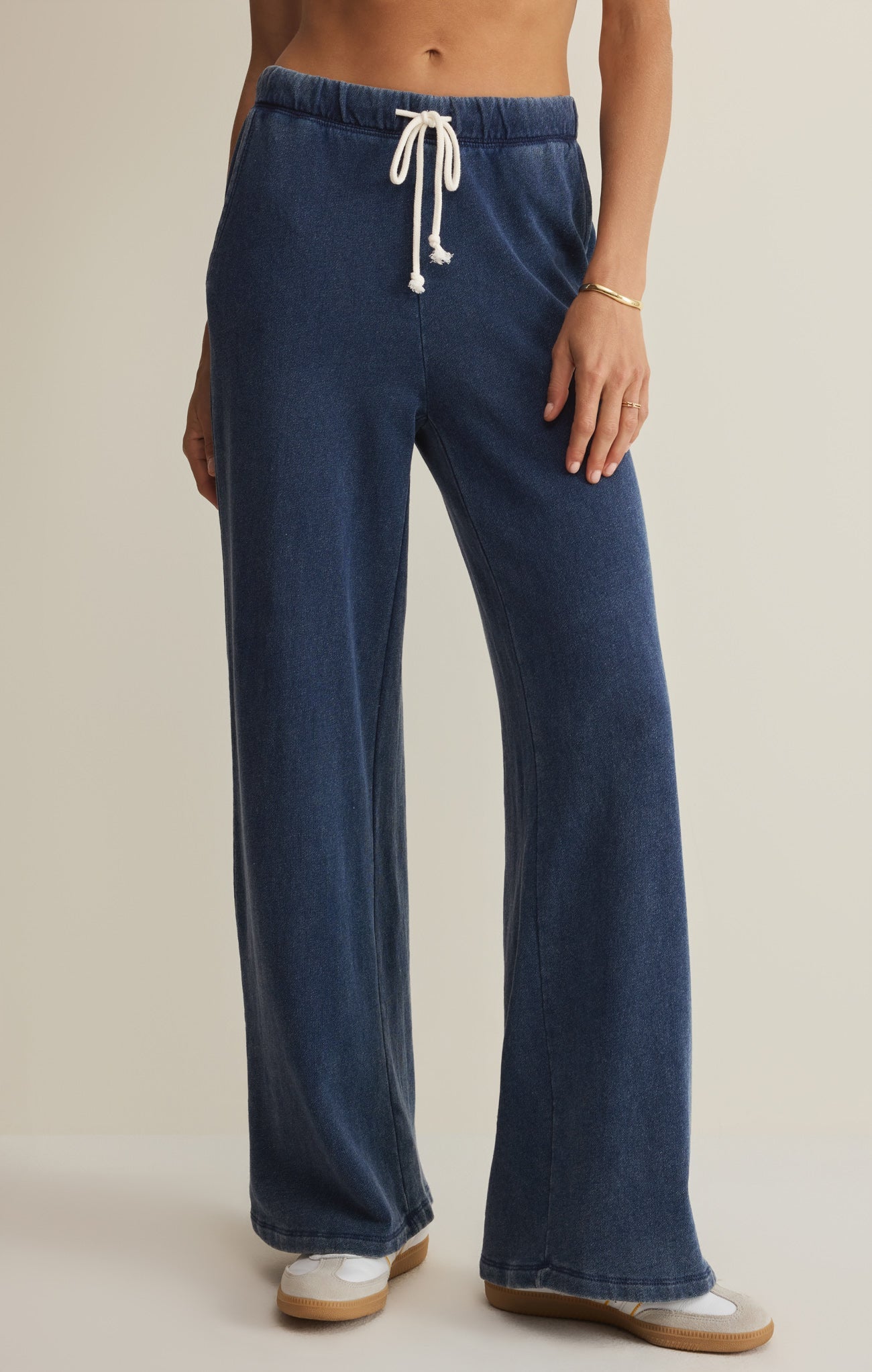 Z Supply Hunter Knit Denim Pant in Indigo, front view