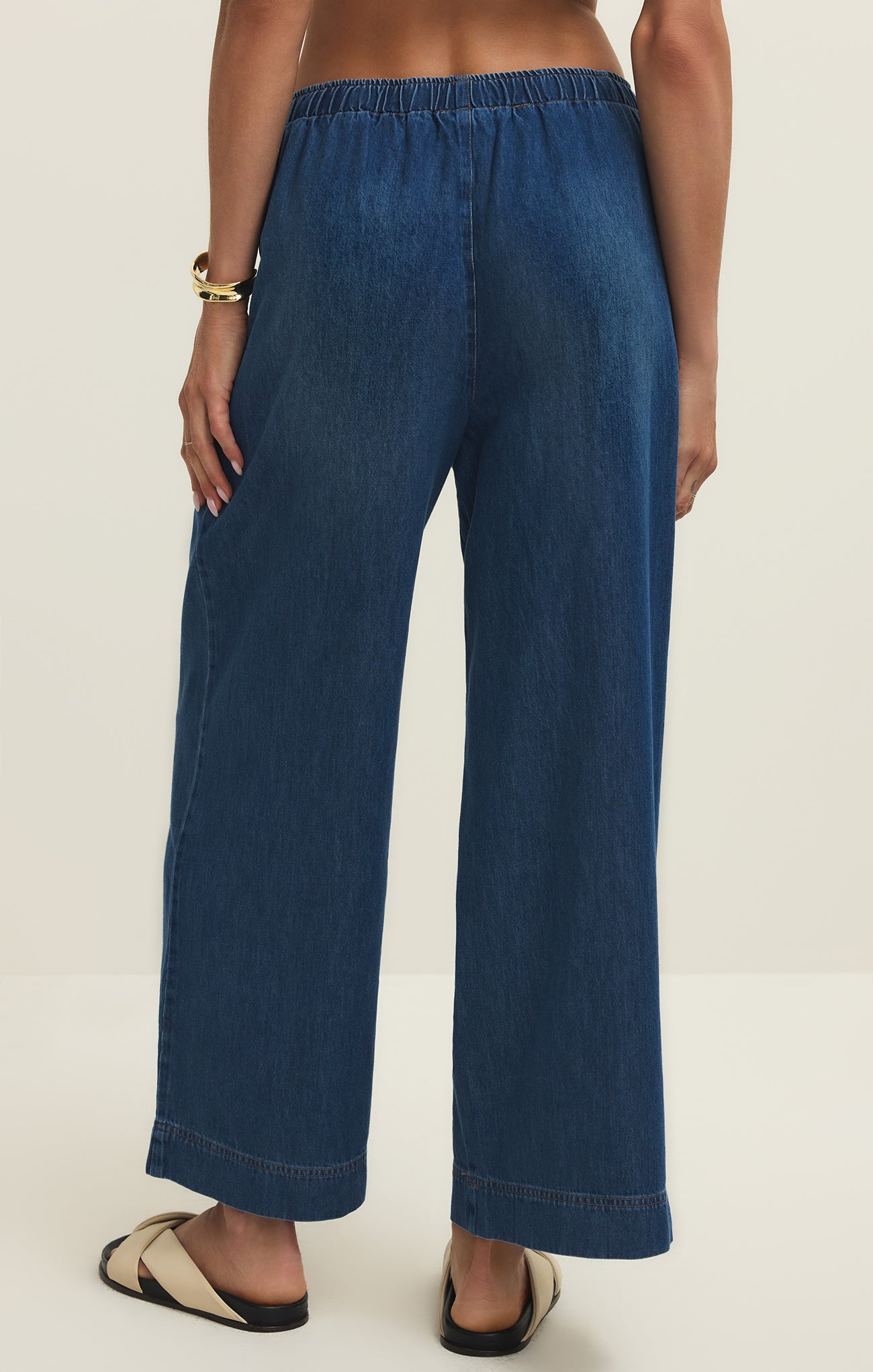 Z Supply Daycation Denim Utility Pant in Deep Water, back view