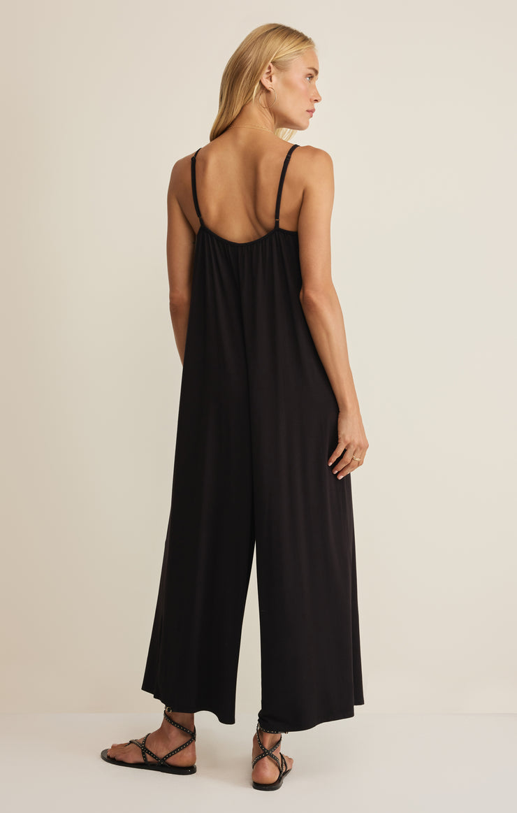 Z Supply Day Off Jumpsuit in Black - back view
