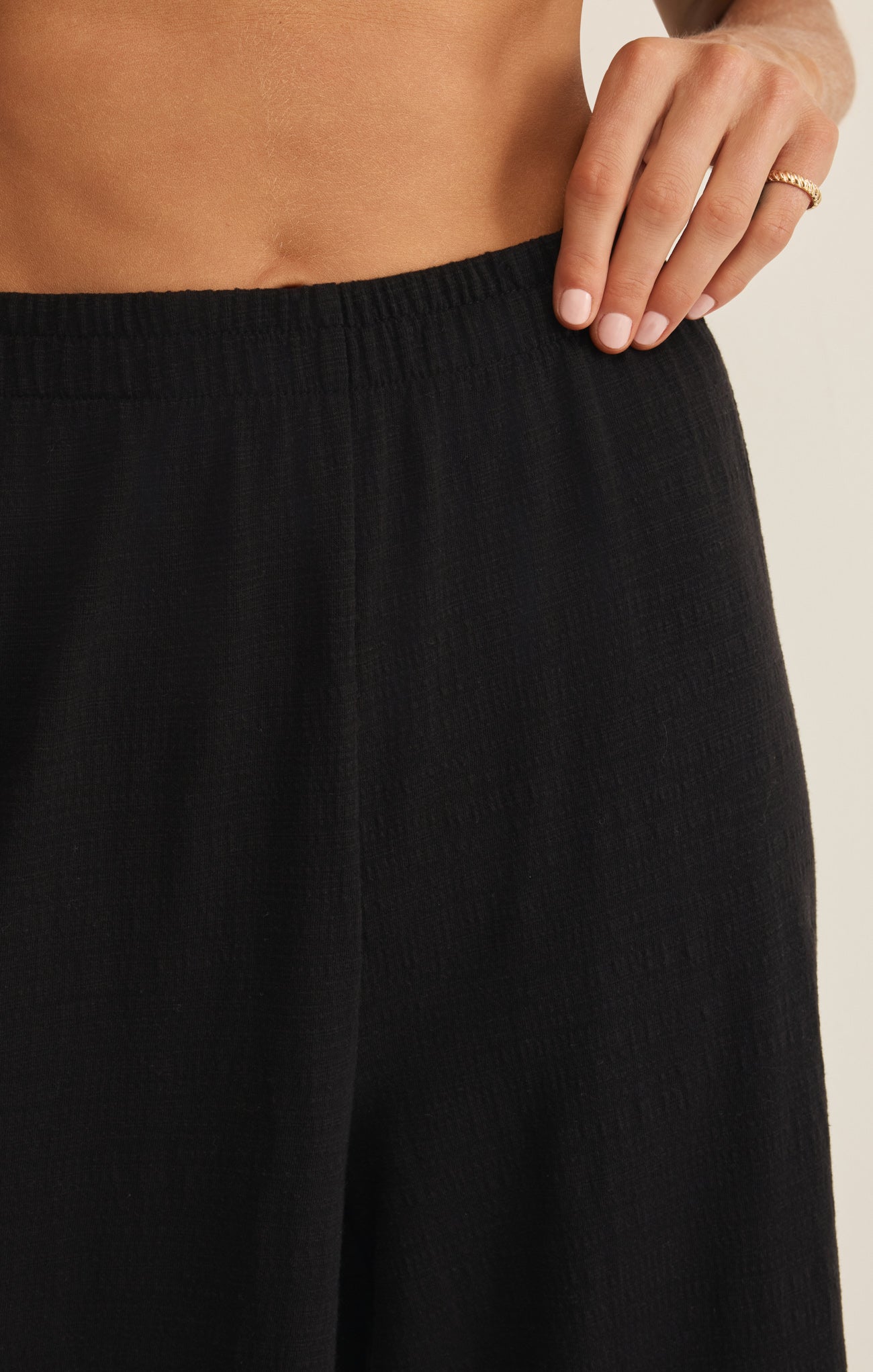Z Supply Scout Textured Slub Pant in Black - detail view