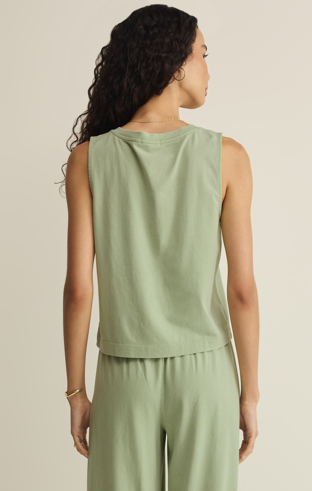 Z Supply Sloane V-Neck Top in Crystal Green - back view