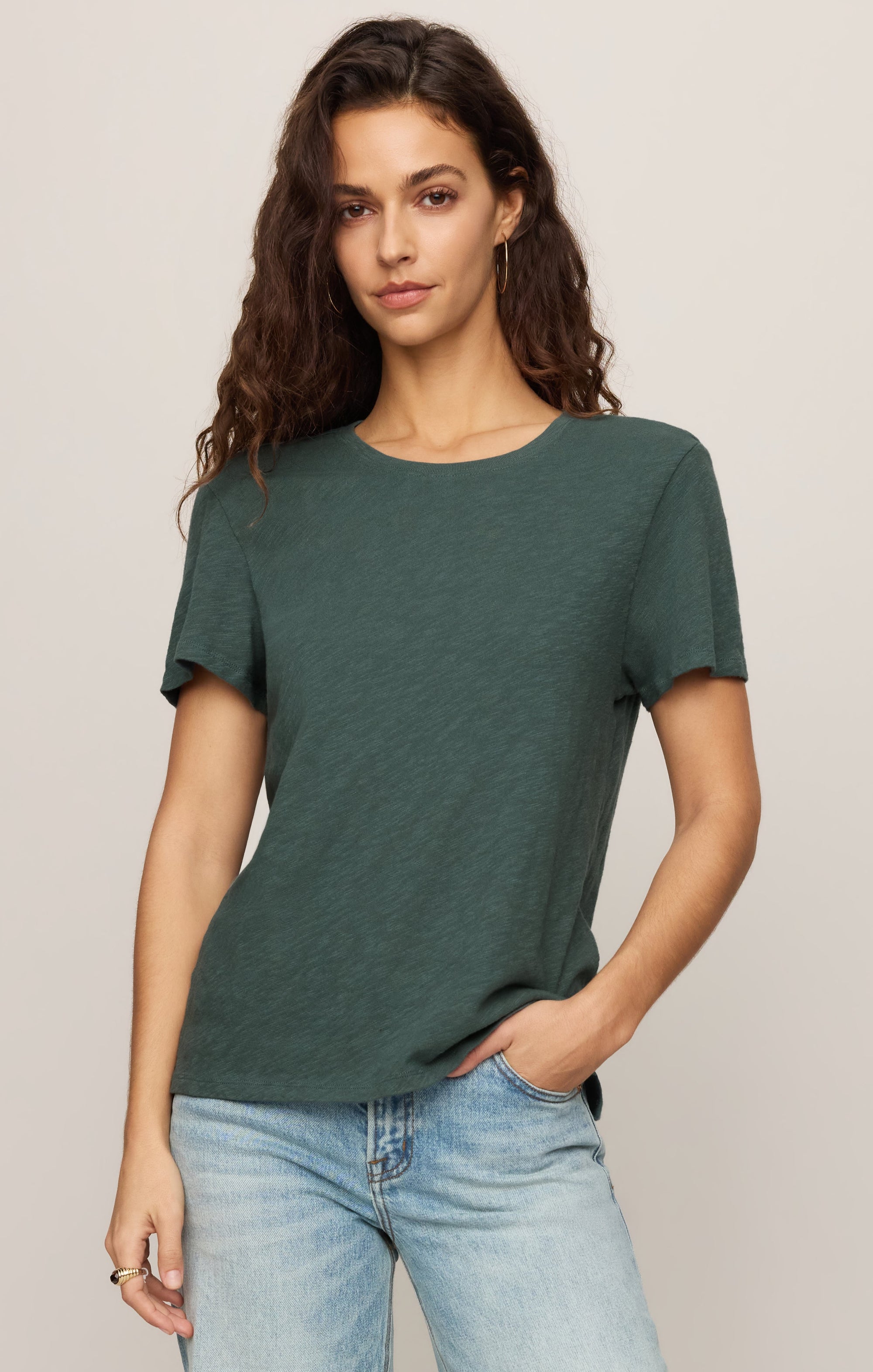 Z Supply Foundation Slub Tee in Emerald Cove - front view