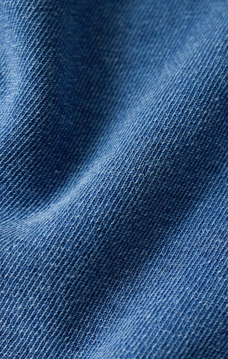 Z Supply Curran Knit Denim Sweatshirt in Calypso Blue - fabric detail