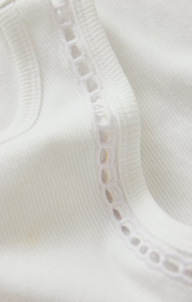 Z Supply Boa Rib Tank in White - fabric detail
