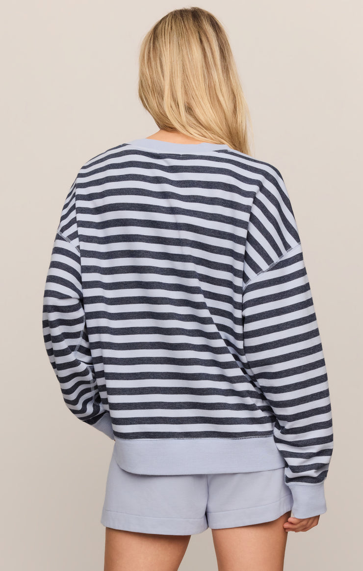 Z Supply Everyday Stripe Crew in Eclipse - back view