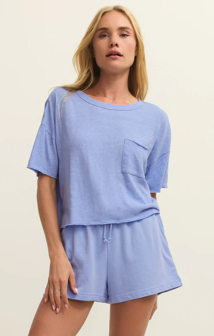 Z Supply Everyday Pocket Tee in Barcelona Blue, front view