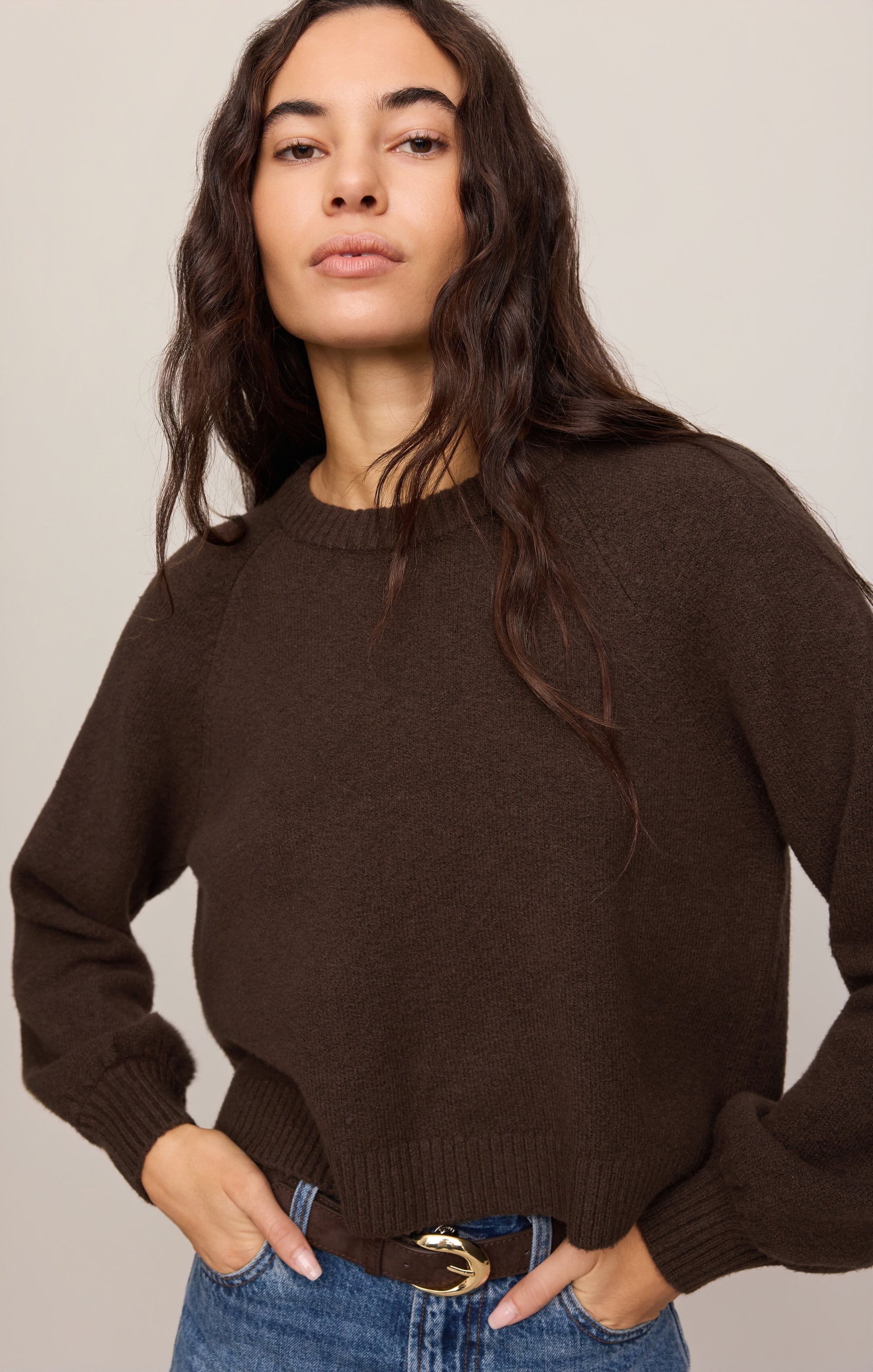 Z Supply Coming Up Sweater in Dark Chocolate - detail view 2