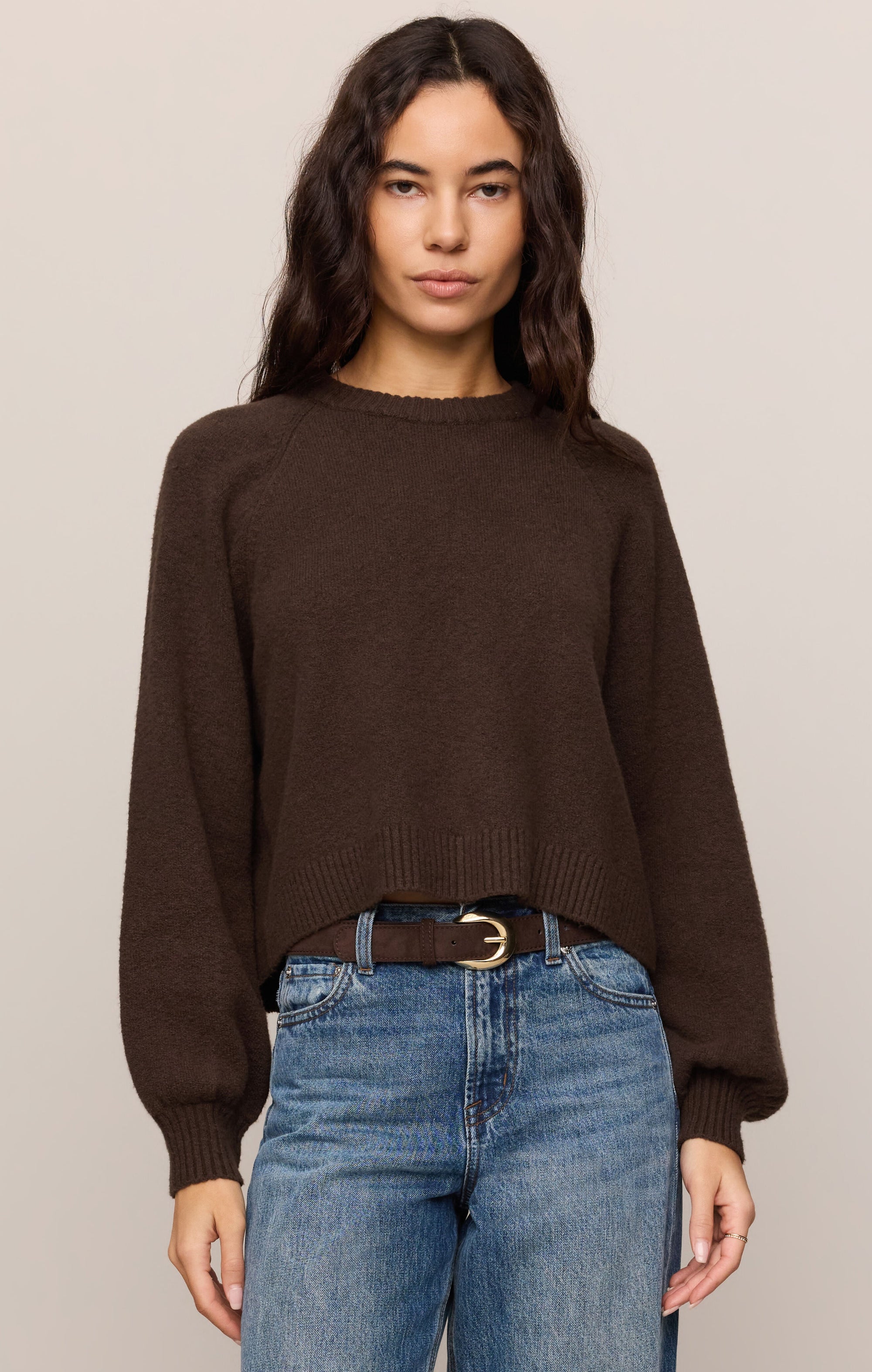 Z Supply Coming Up Sweater in Dark Chocolate - front view