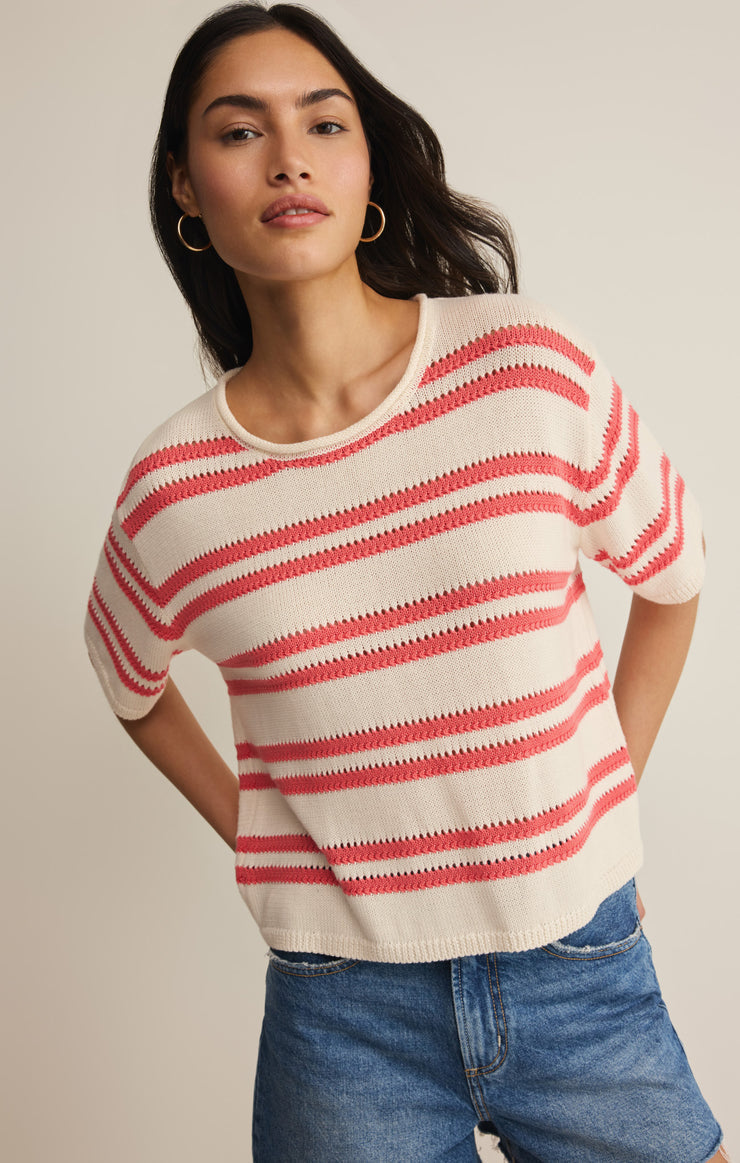 Z Supply Prado Stripe Sweater in Gelato - detail view