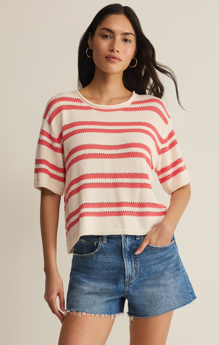 Z Supply Prado Stripe Sweater in Gelato - front view