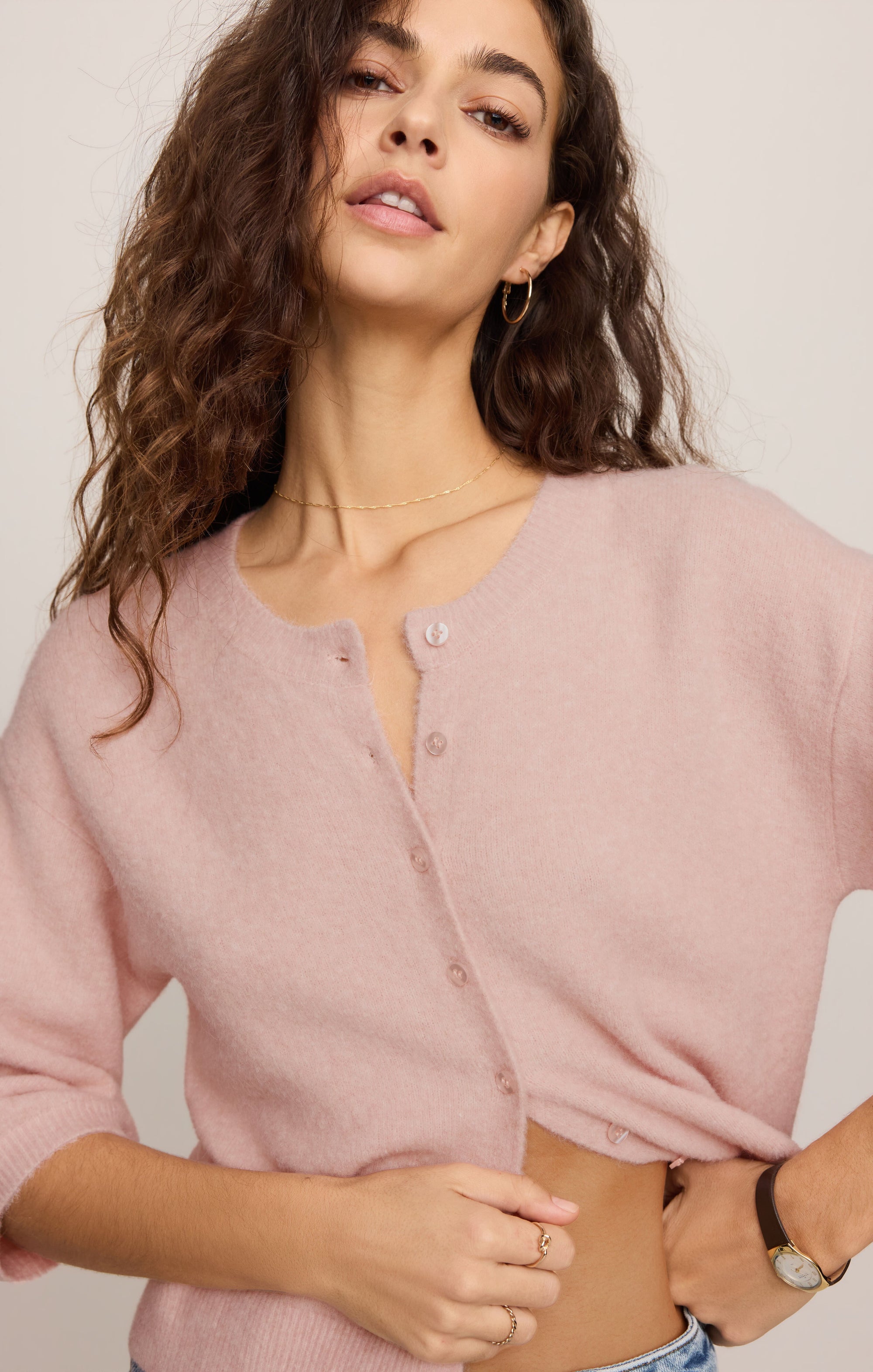 Z Supply Valor Cardigan in Soft Blush - detail view 2