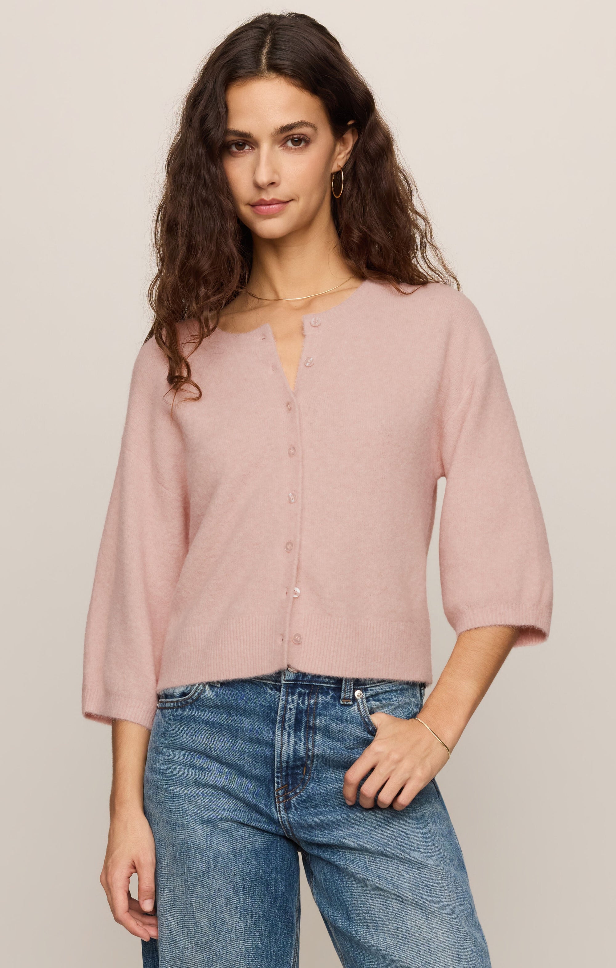 Z Supply Valor Cardigan in Soft Blush - front view