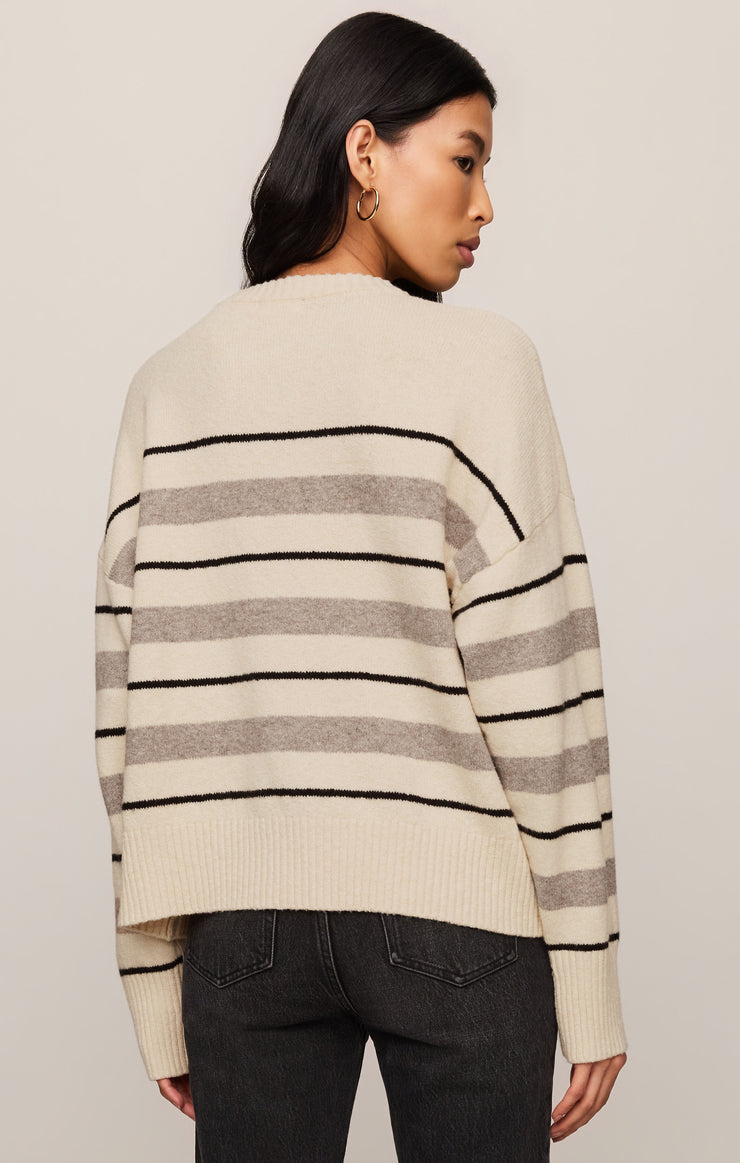 Z Supply Cirrus Stripe Sweater in Chalk - back view
