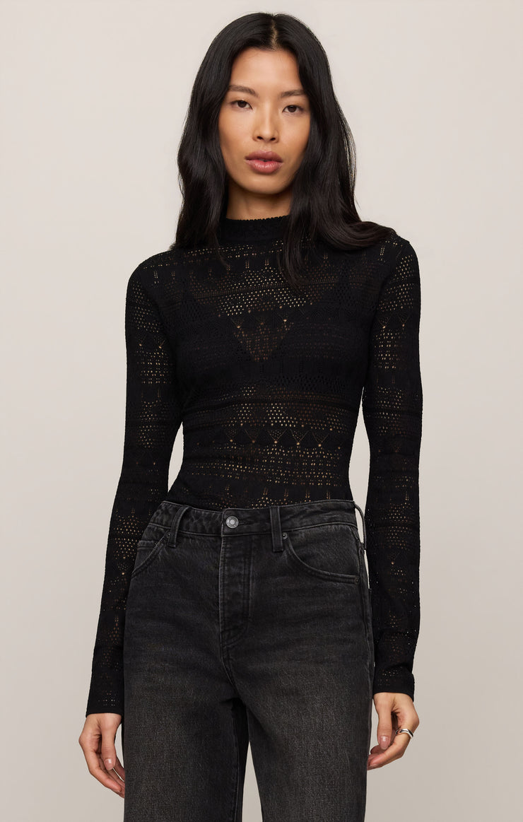 Z Supply Avery Sweater Top in Black - front view