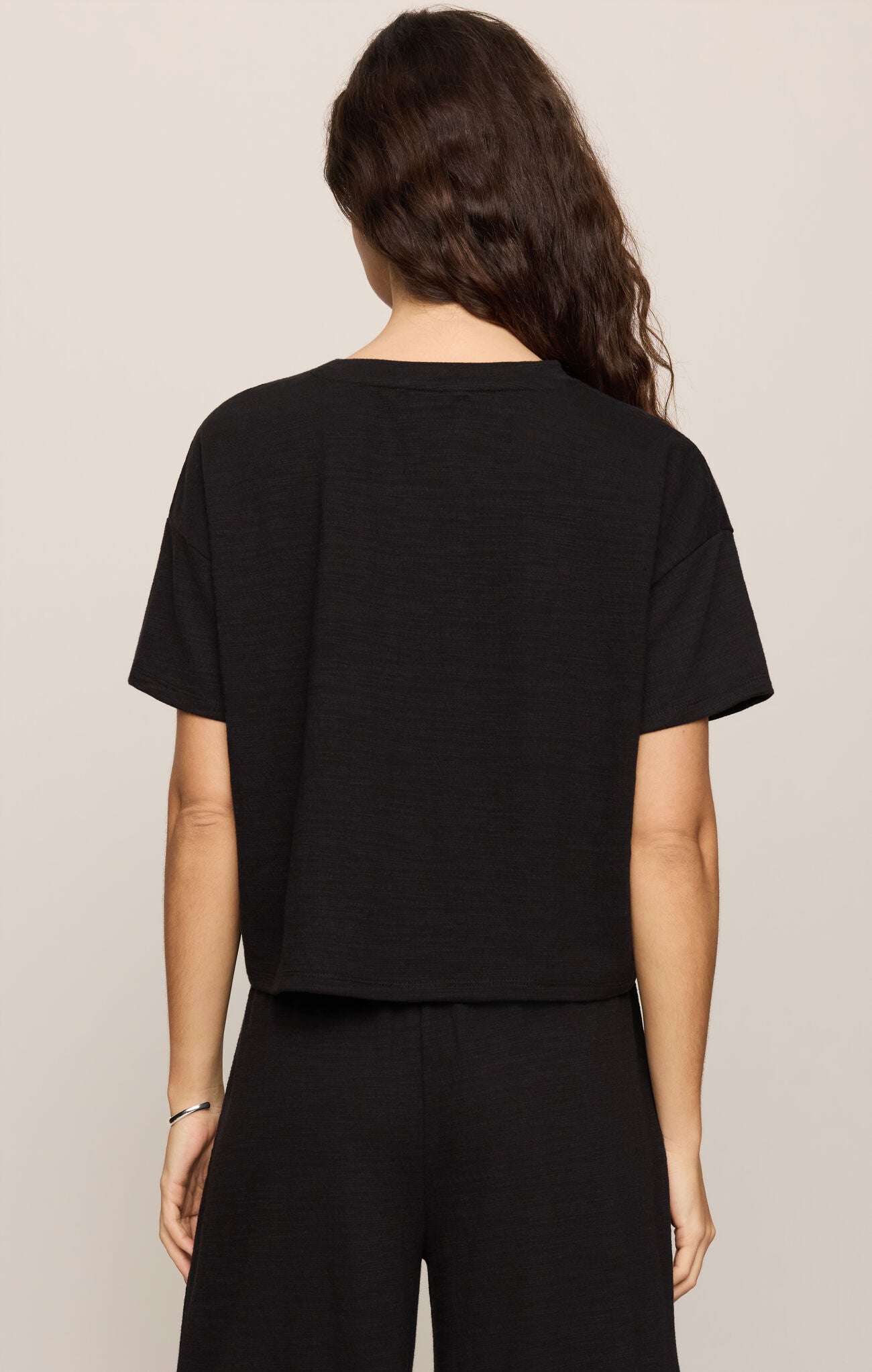 Z Supply Sway Textured Cropped Tee in Black, back view