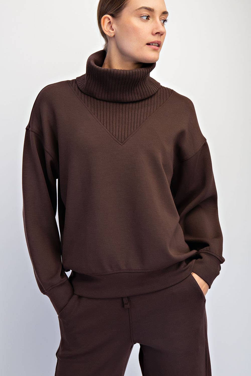 Rae Mode Scuba Luxe Turtleneck - Espresso
