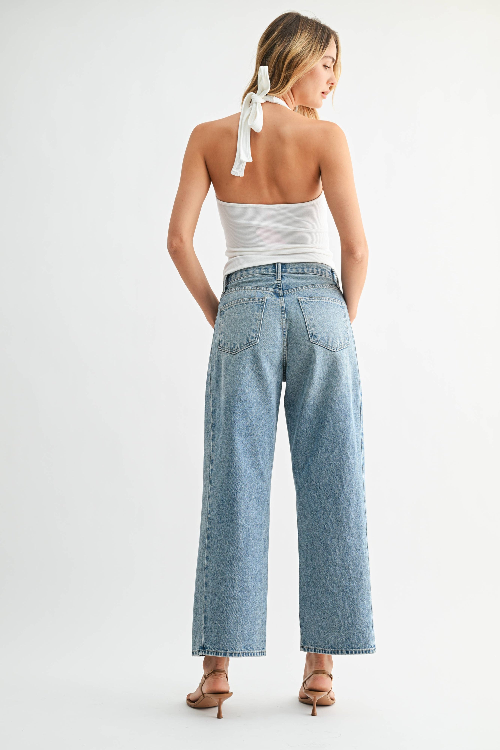 Just Black Twist Seam Barrel Jean - Medium Denim