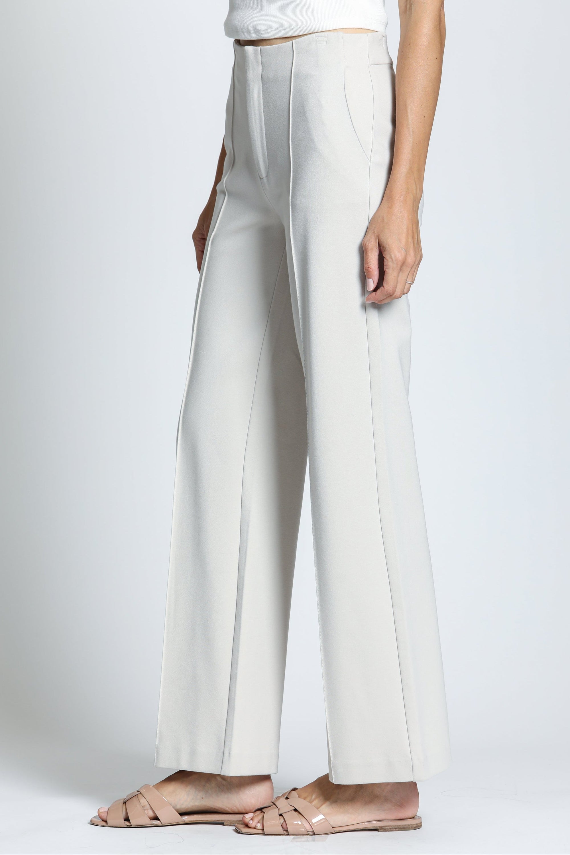 Close-up of the pin-tucked leg detail on the APNY Pin-tucked Leg Pant