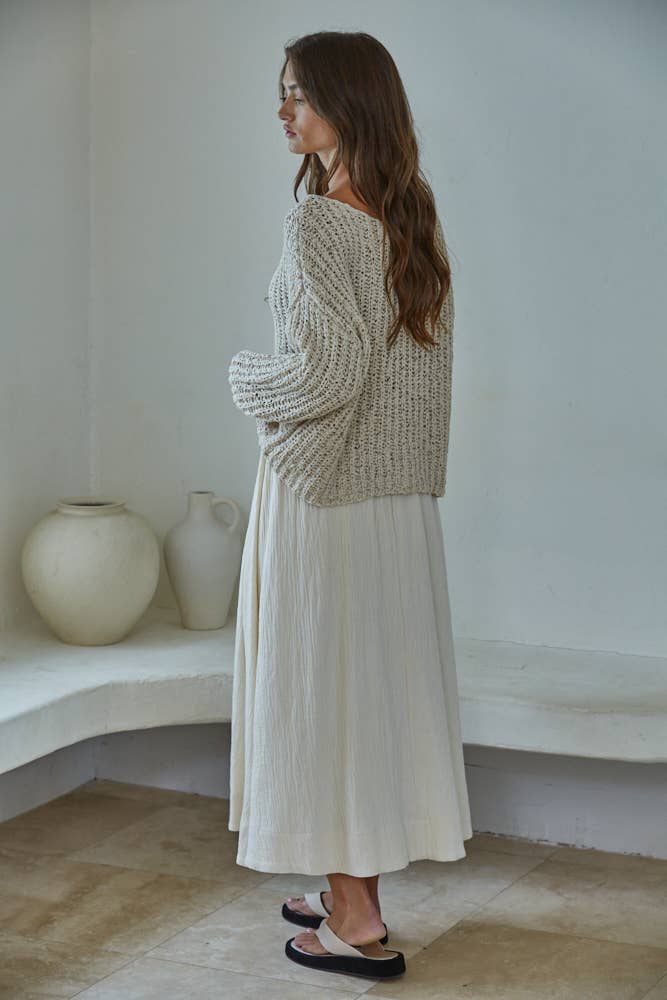 Knit Sweater Oversized Top- Natural