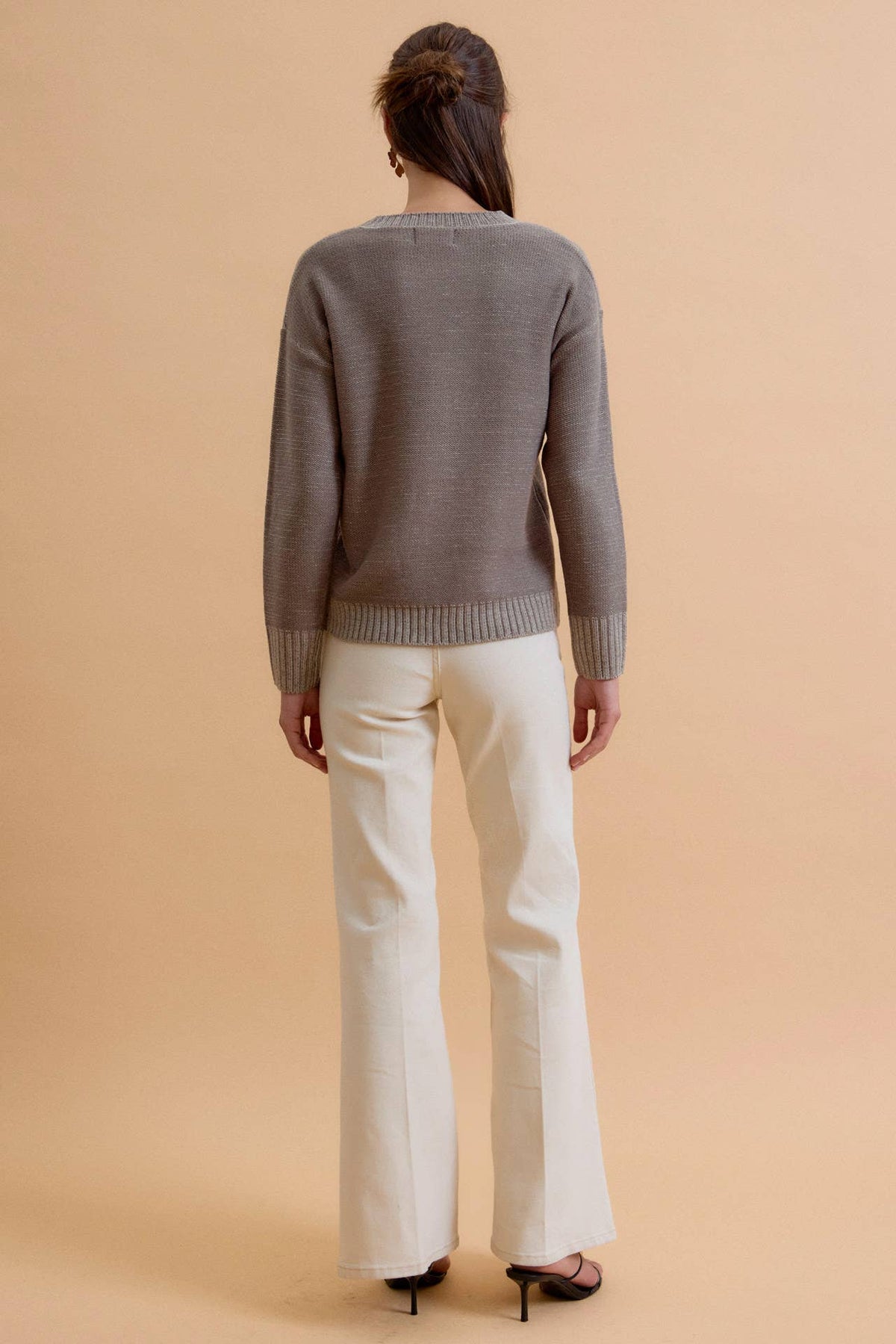Mineral Washed Textured Sweater-Smoky Gray