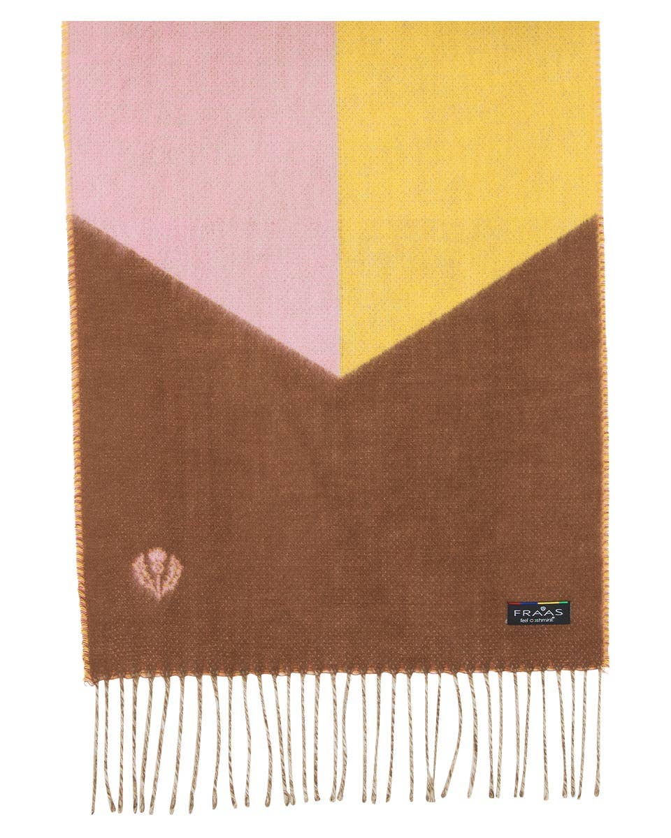 Colourblock Chevron Cashmink Scarf: Soft beige