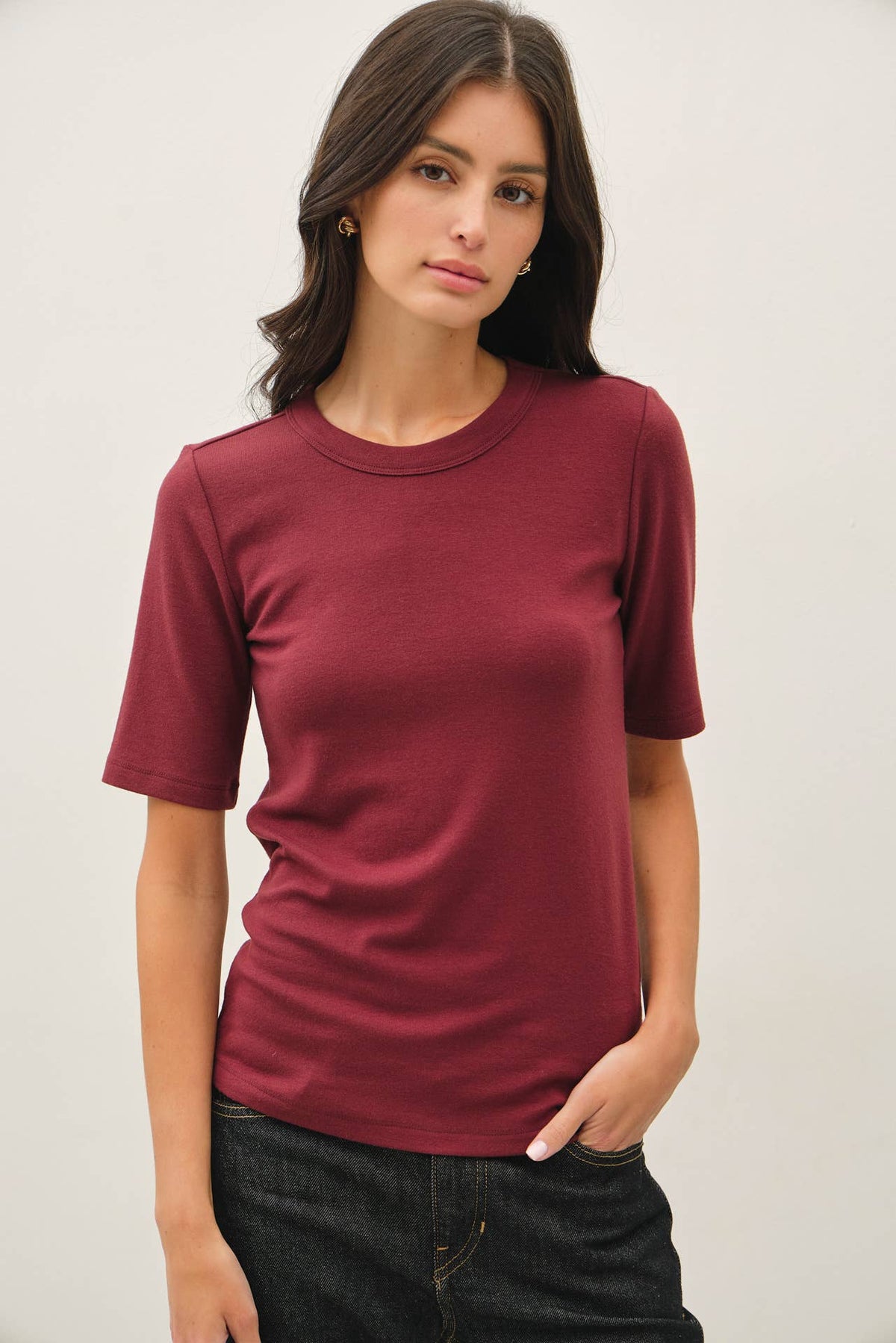 Be Cool Ultra Soft Basic Short Sleeve Top - Black alternate view