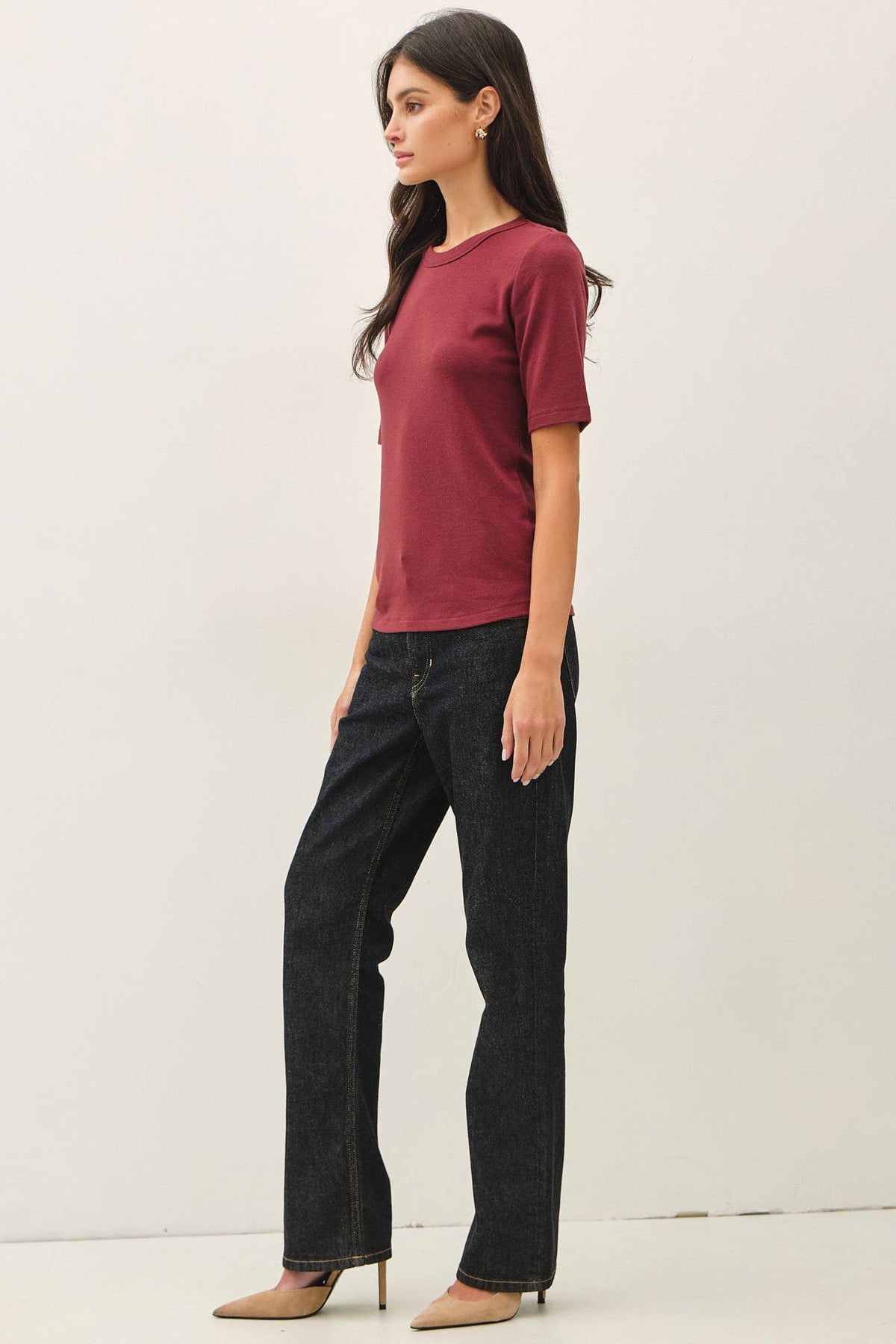 Be Cool Ultra Soft Basic Short Sleeve Top - Black back view