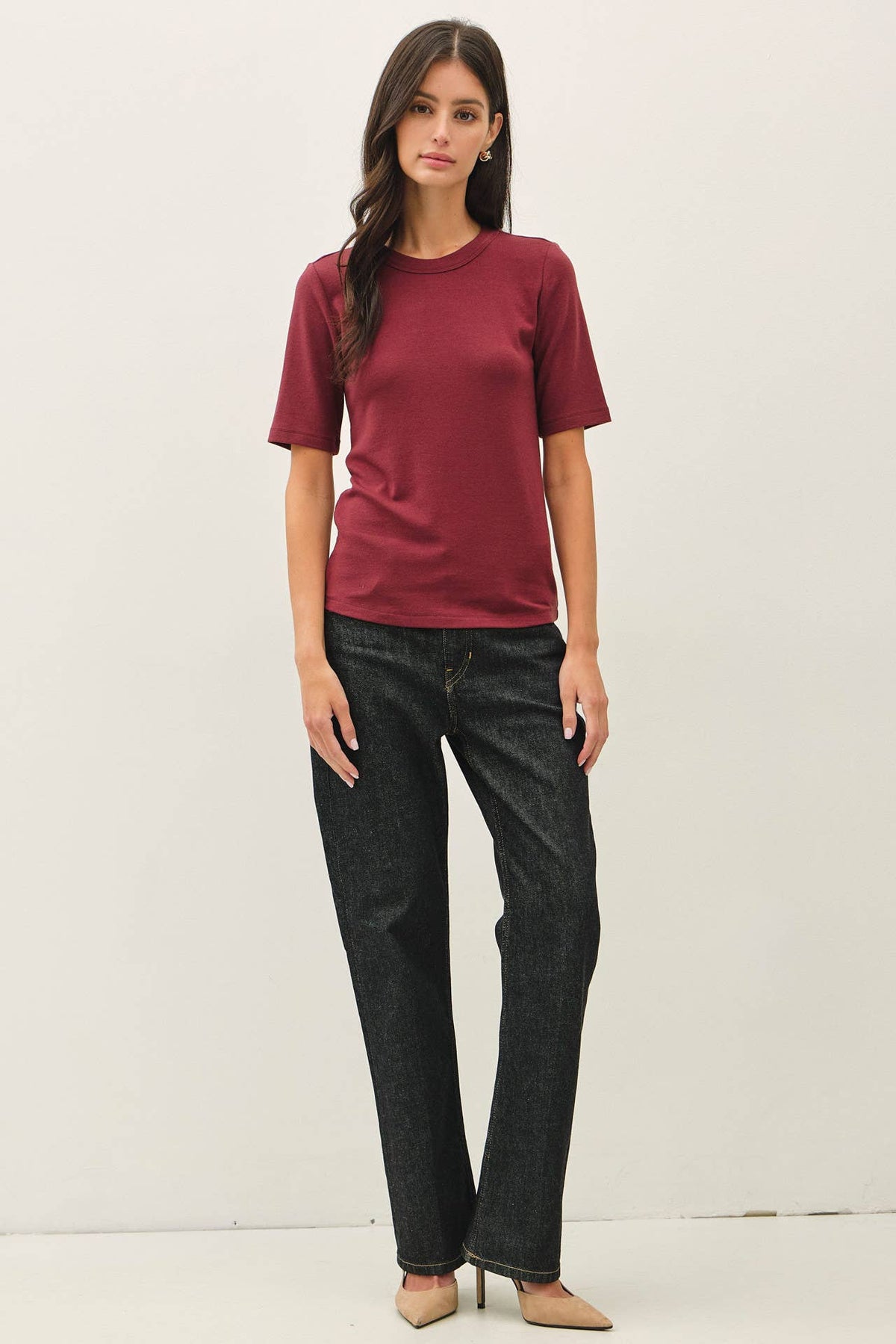 Be Cool Ultra Soft Basic Short Sleeve Top - Black detail view