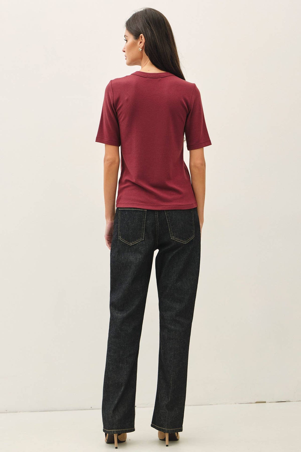Be Cool Ultra Soft Basic Short Sleeve Top - Black side view