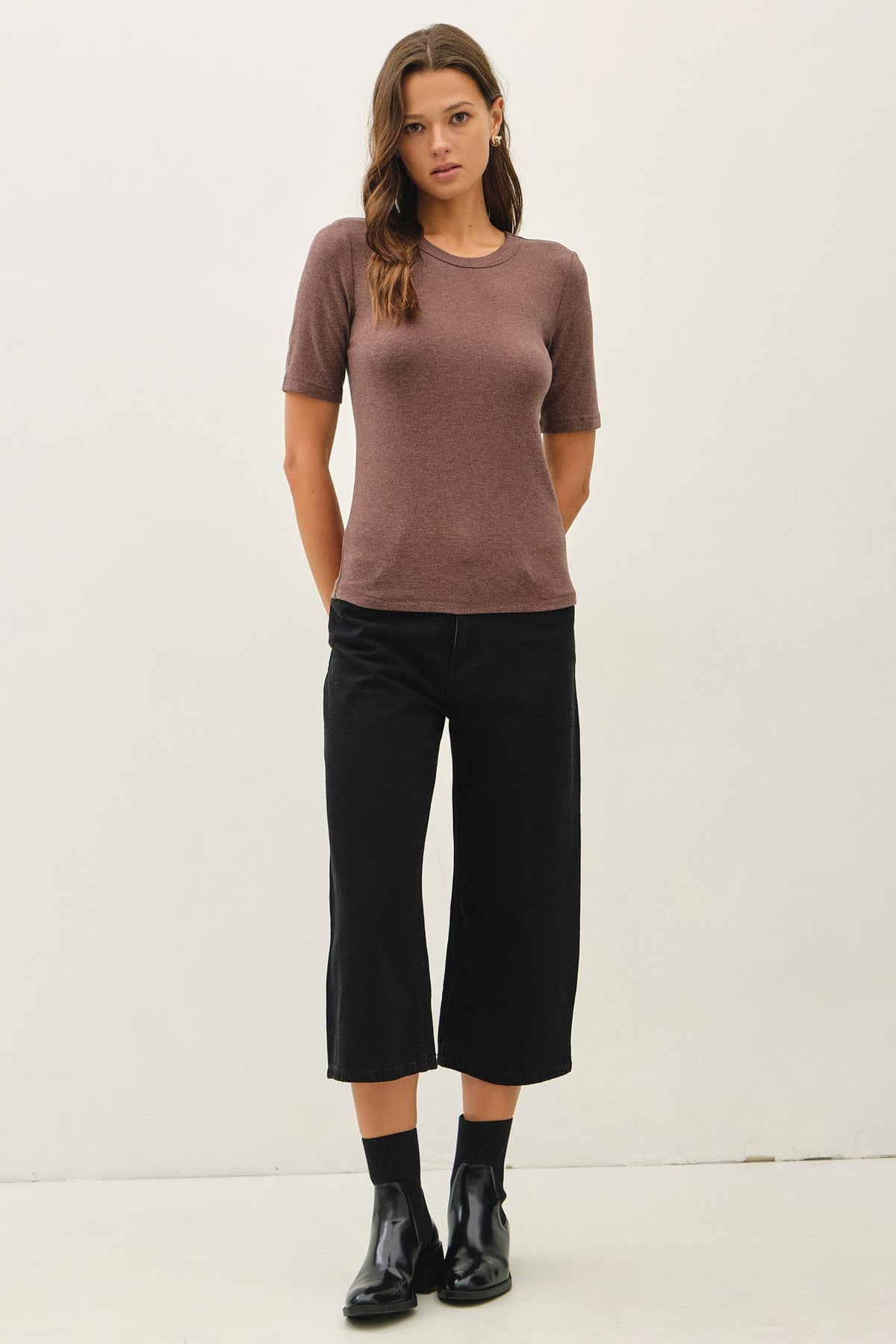 Be Cool Ultra Soft Basic Short Sleeve Top - Walnut additional view