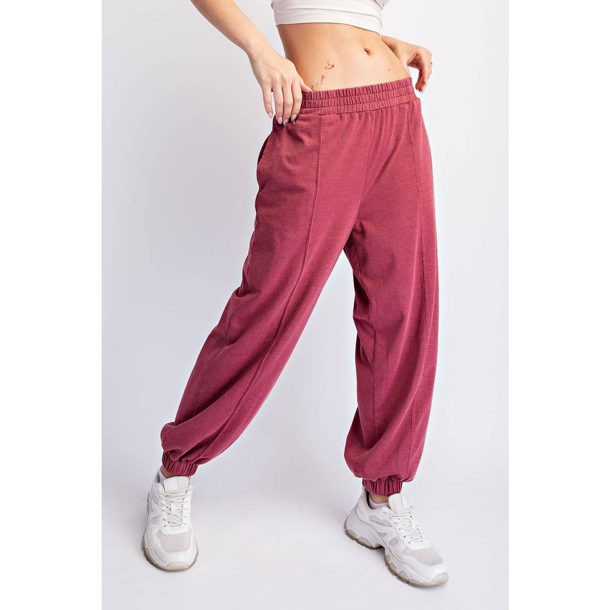 Rae Mode Mineral Washed Balloon Jogger Set - Crimson