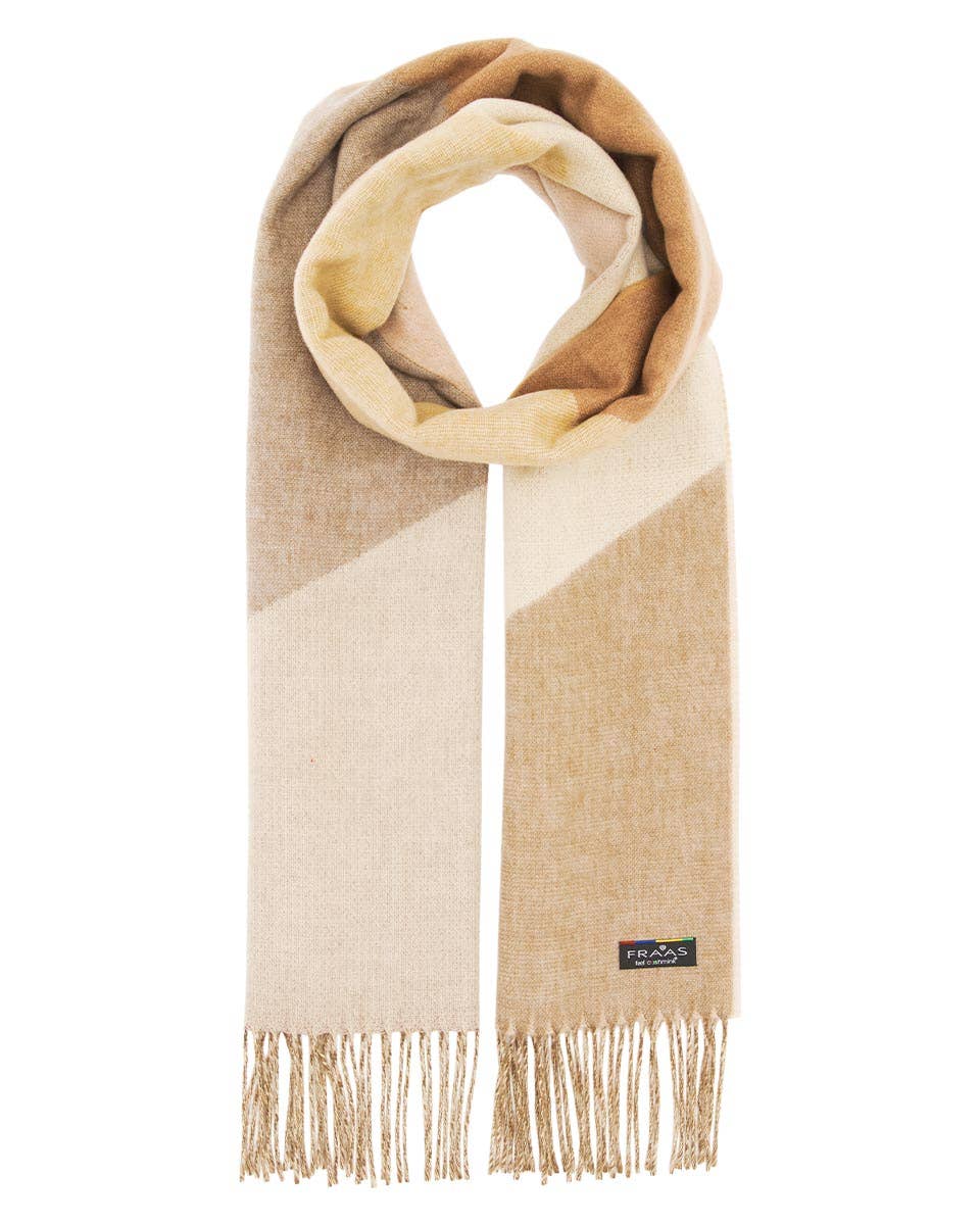 Colourblock Chevron Cashmink Scarf: Soft beige