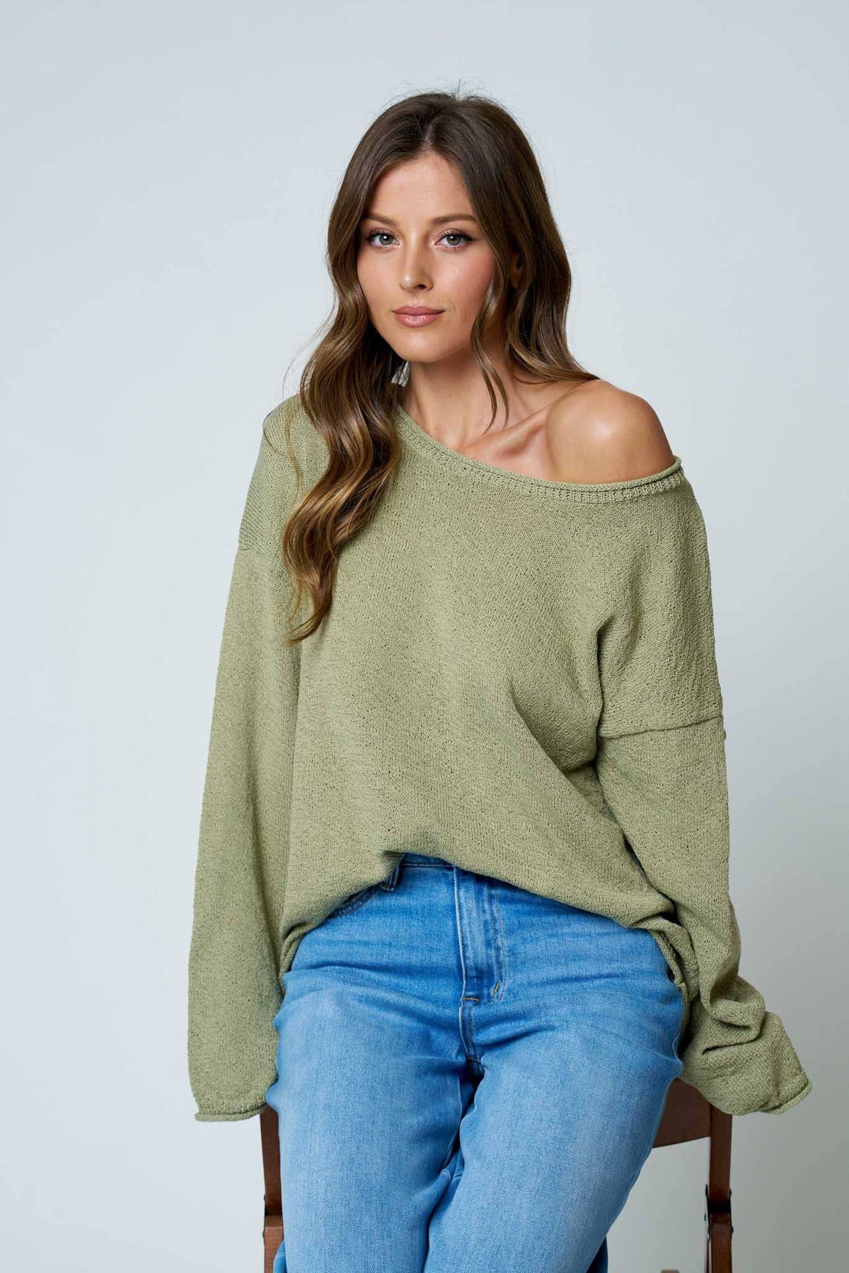 Blu Pepper Textured Raw Edge Sweater- Mocha