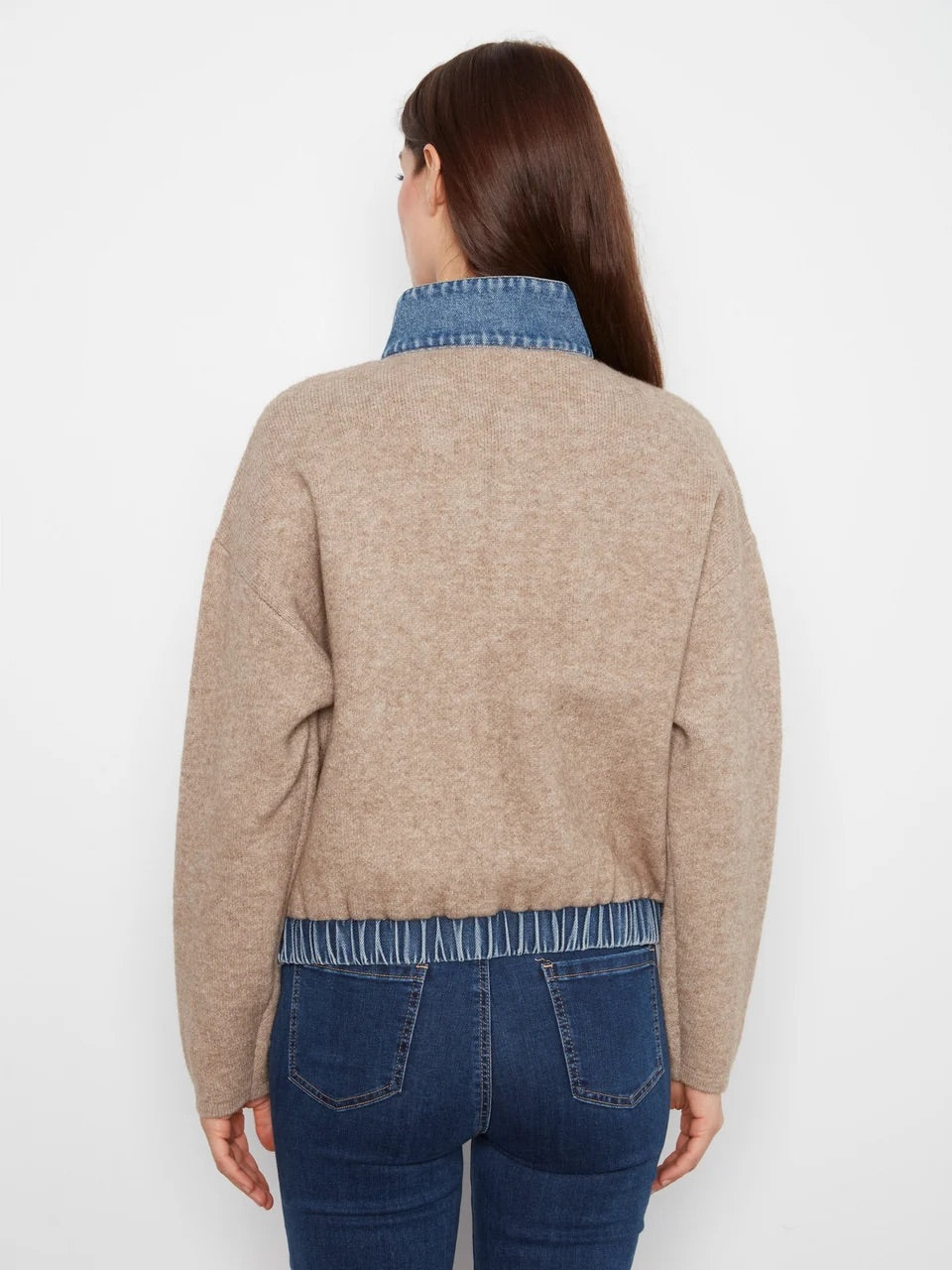 Charlie B Zipped Sweater Jacket - Sable