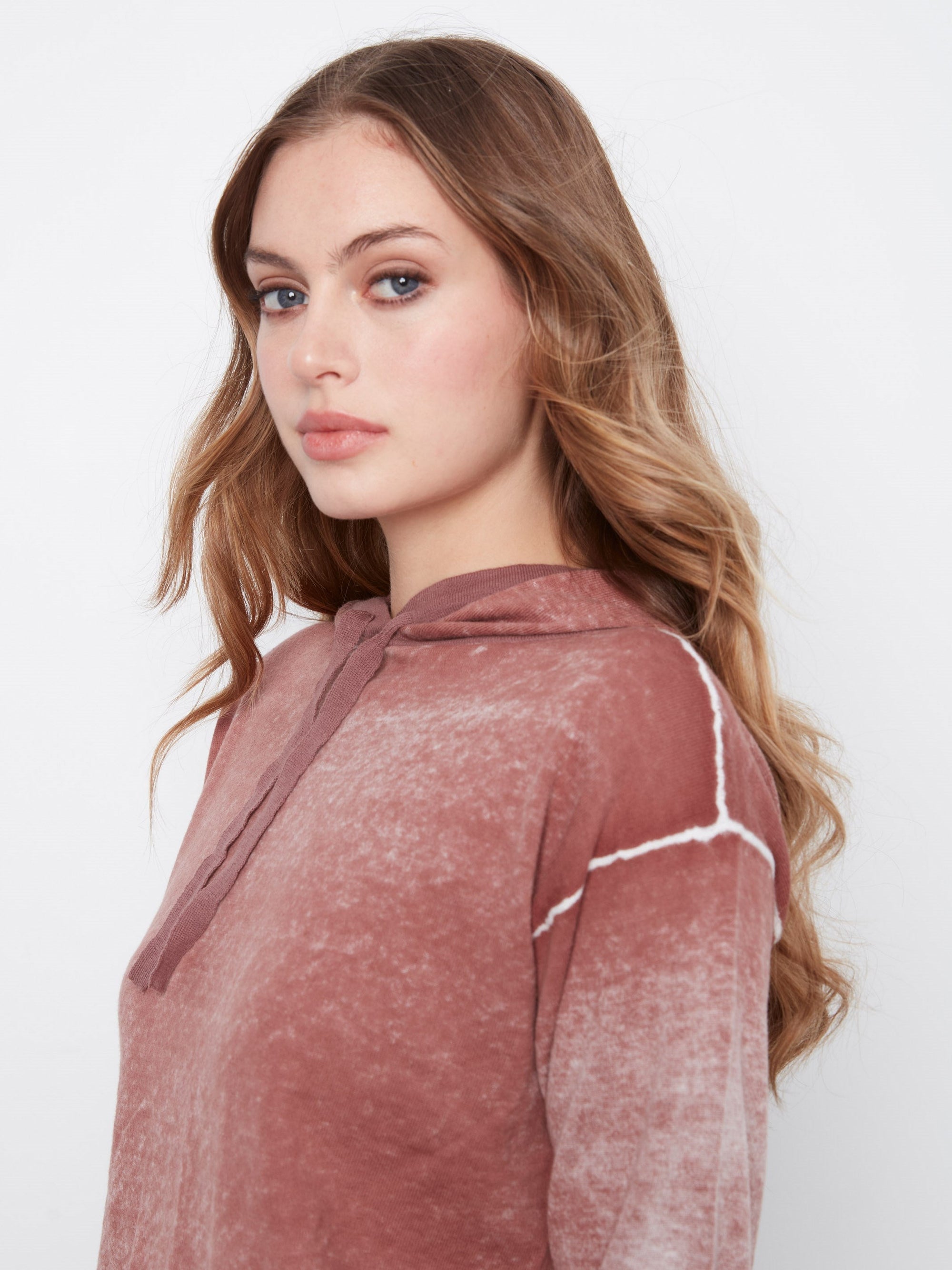 Charlie B Printed Hoodie Sweater in Rosewood - back
