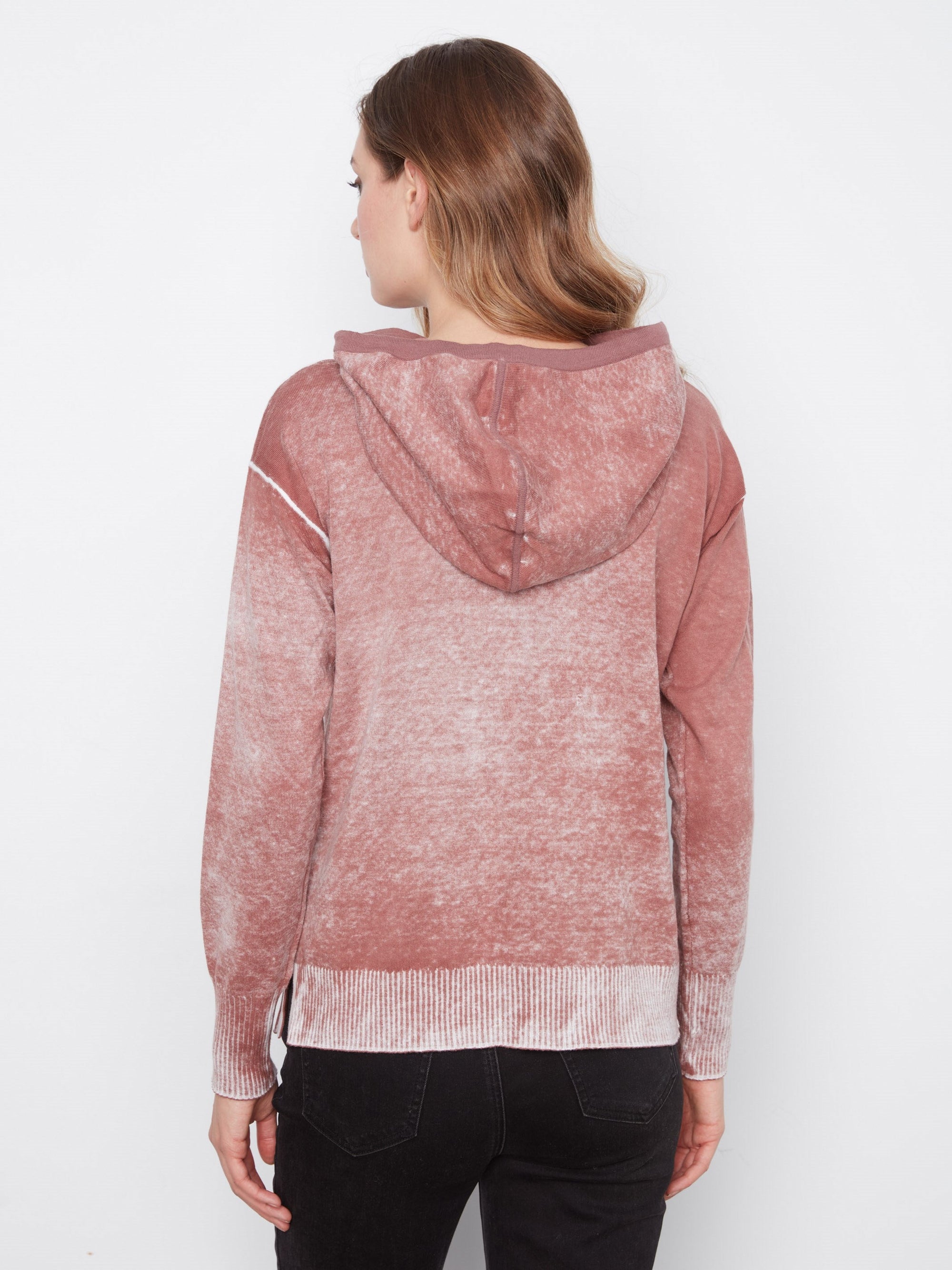 Charlie B Printed Hoodie Sweater in Rosewood - styled