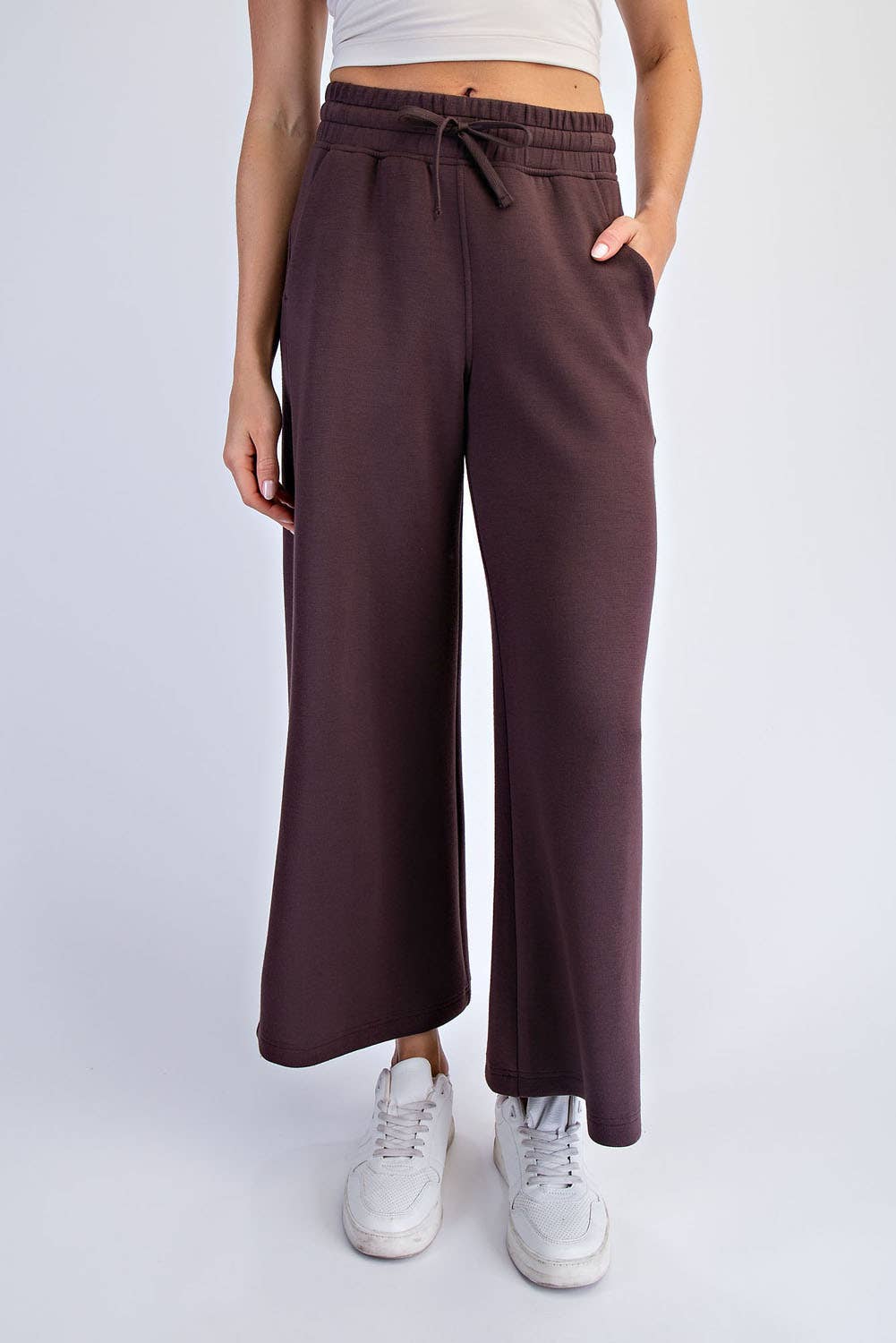 Rae Mode Scuba Cropped Wide Leg Pant - Espresso