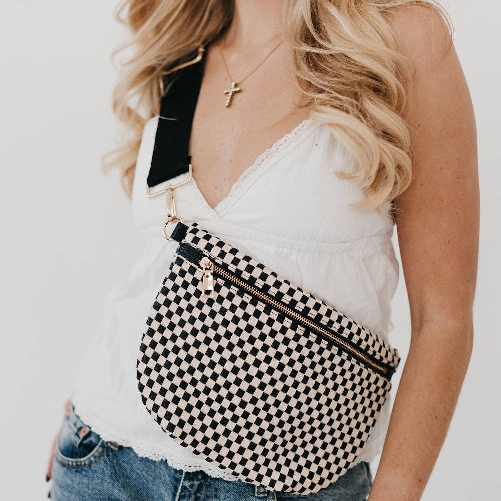 Westlyn Woven Bum Bag -  Checkered Coffee