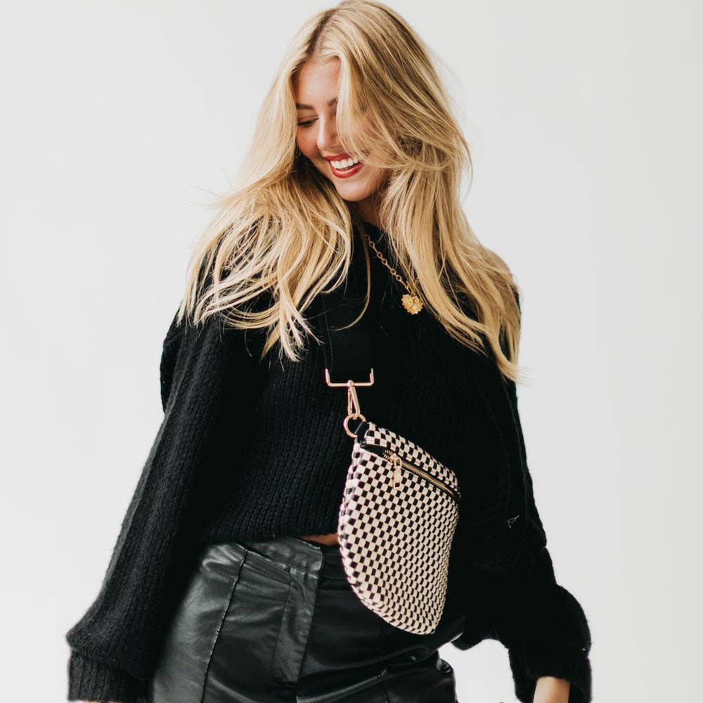 Westlyn Woven Bum Bag -  Checkered Coffee