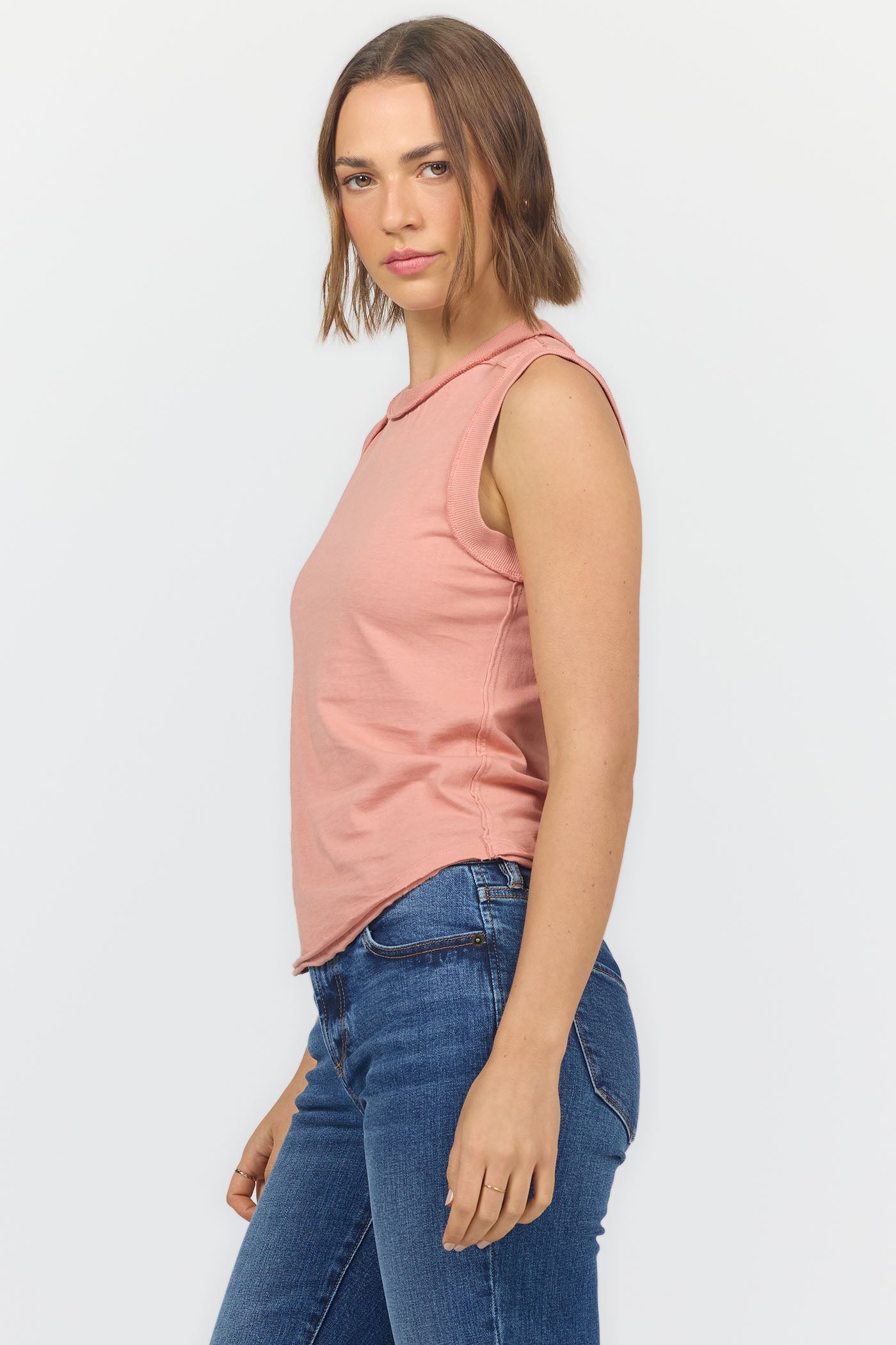 Side view of the Dear John Zo Tank in Rose Dawn