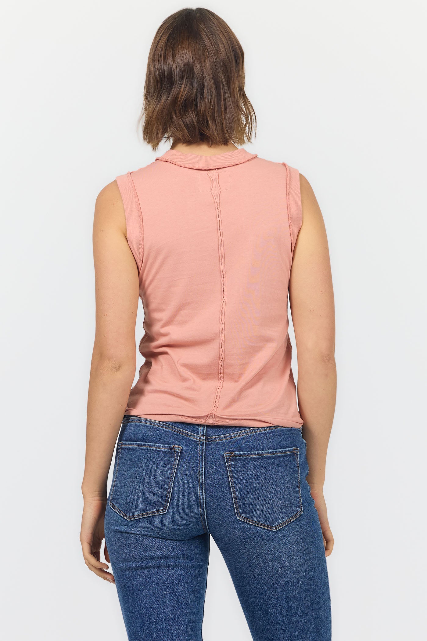 Close-up of the fabric detail on the Dear John Zo Tank in Rose Dawn